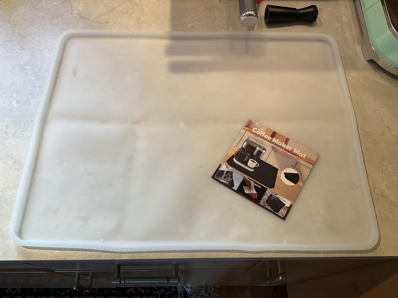 Silicone Coffee Maker Mat with Lip for Countertops, 19.7'' x 15'', Black | Multi leak-proof coffee tray for countertop, non-slip silicone tray for under coffee machine espresso accessory, wipe-clean customer photo 2