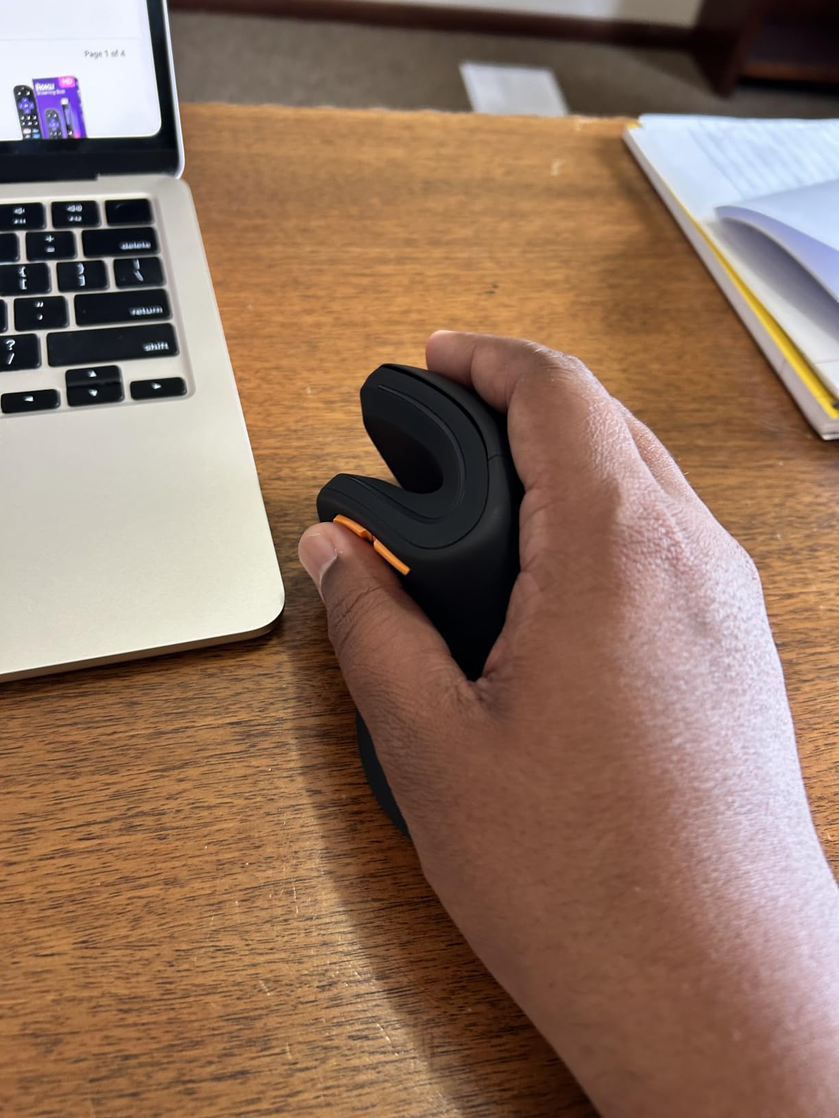 ProtoArc EM11 NL Wireless Ergonomic Vertical Mouse, Rechargeable, Black | 58 degree vertical design supports a natural wrist posture, connect 3 devices via Bluetooth/2.4G USB-A, 500mAh USB-C rechargeable customer photo 1