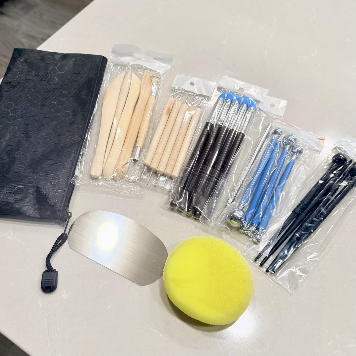 Amrules 27 Pcs Polymer Clay Sculpting Tools Kit for Adults, Light Yellow | Multi-Functional for Carving, Dotting & Molding, Ideal for Art Class & Pottery Studio, Comes with Zipper Storage Bag customer photo 2