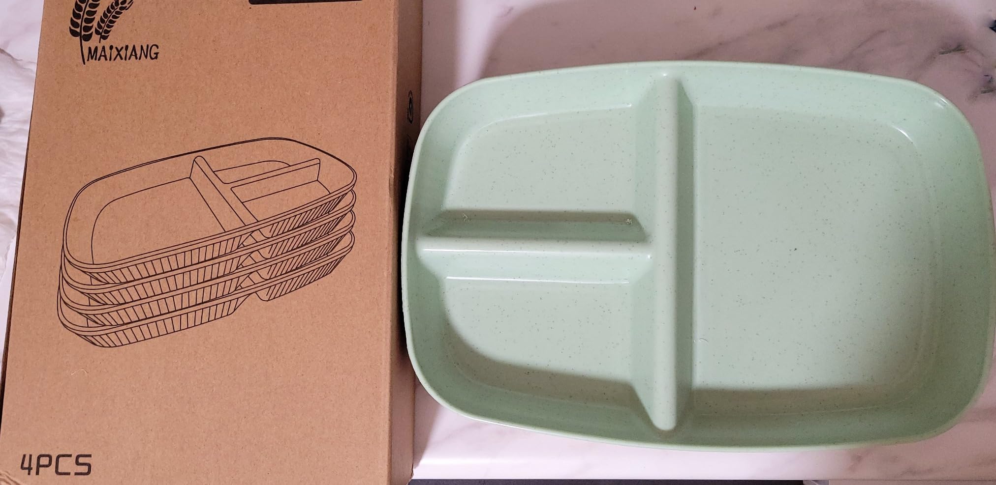 Divided Plates 10.5 Inch for Adults, Portion Control Bariatric Plate, Wheat Straw Plates with 3 Compartments, Unbreakable Reusable Portion Control Plates, BPA Free(4PCS) (INS Series-4PACK) customer photo 1