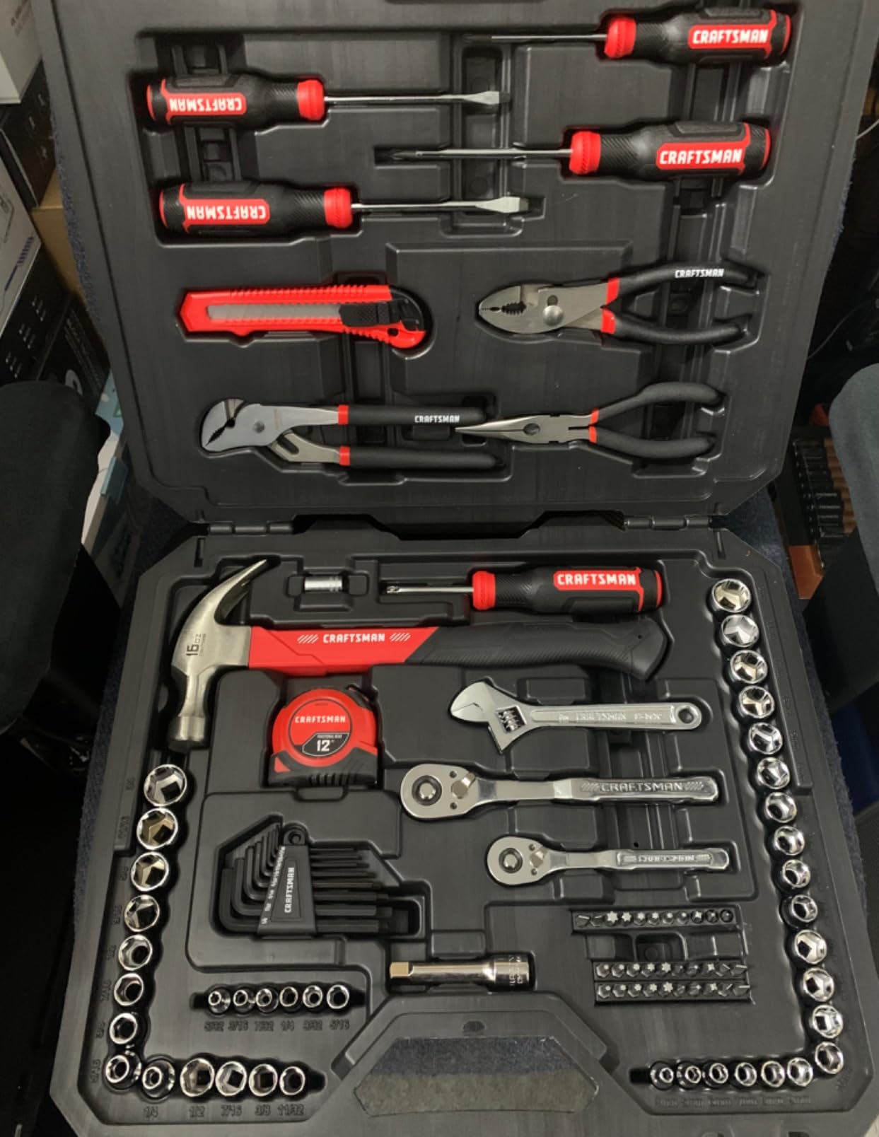 CRAFTSMAN 102-Piece Tool Kit for Home and Car, Durable Hand Tools Set with SAE and Metric Socket Set, Screwdrivers, Wrench, Hammer, Pliers, Knife, Hex Keys, Specialty Bits, Tape Measure (CMMT99449) customer photo 1