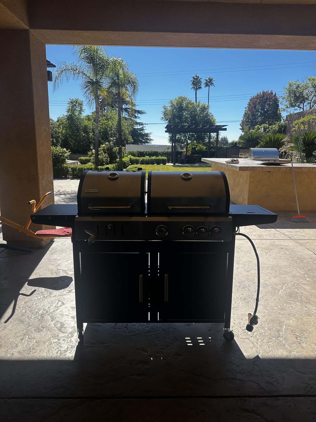 MFSTUDIO Gas and Charcoal Grill Combo w/Side Burner, Dual Fuel, Black customer photo 2