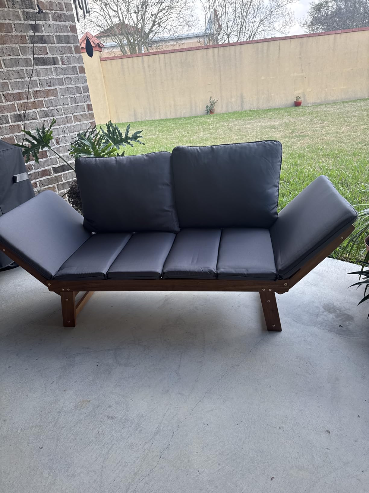 Devoko Outdoor Couch Acacia Wood Outdoor Sofa Balcony Furniture (Grey) customer photo 1