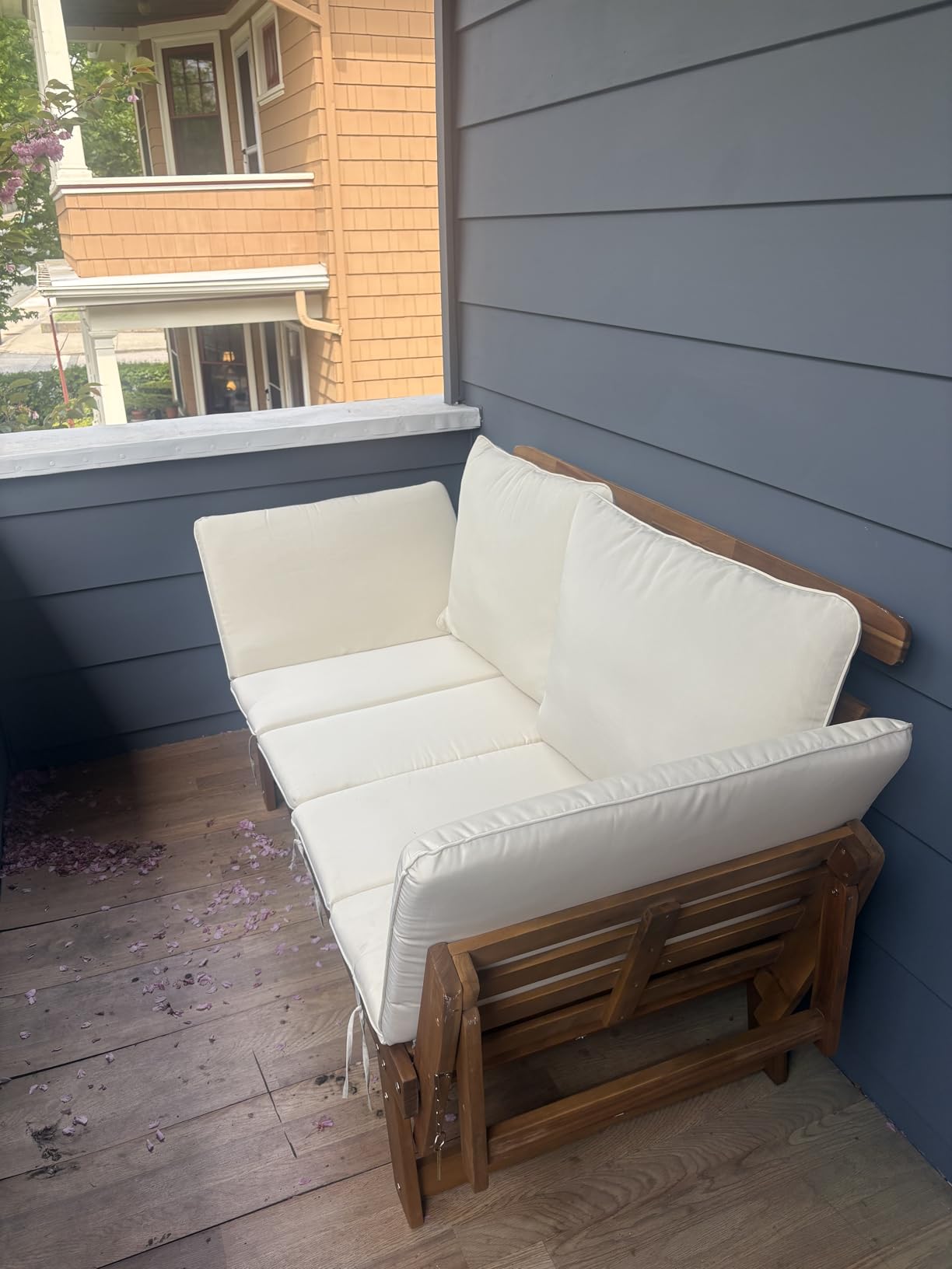 Devoko Outdoor Couch Acacia Wood Outdoor Sofa Balcony Furniture (Grey) customer photo 2