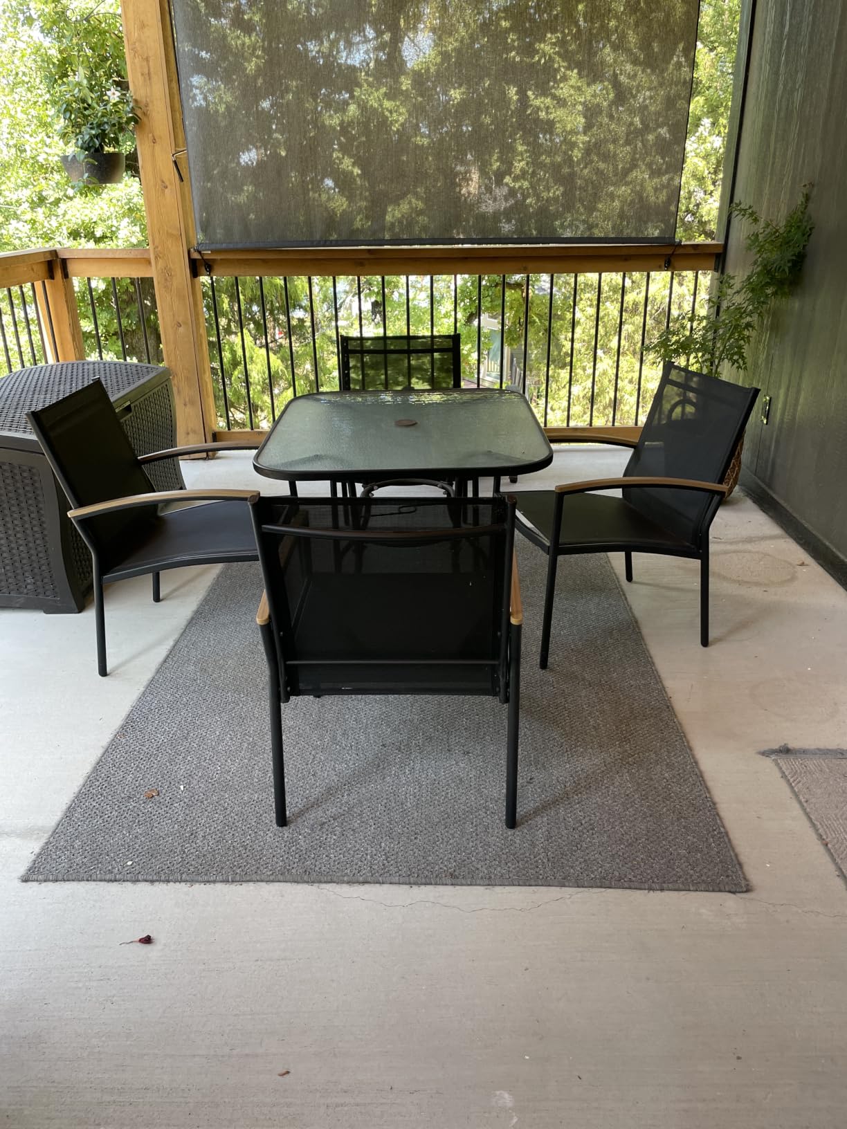 Shintenchi 3 Pieces Patio Bistro Sets, Outdoor Textilene Fabric Conversation Bistro Set, Textilene Fabric Front Porch Chairs Small Patio Furniture Set with Table for Lawn,Garden,Balcony (Black) customer photo 1