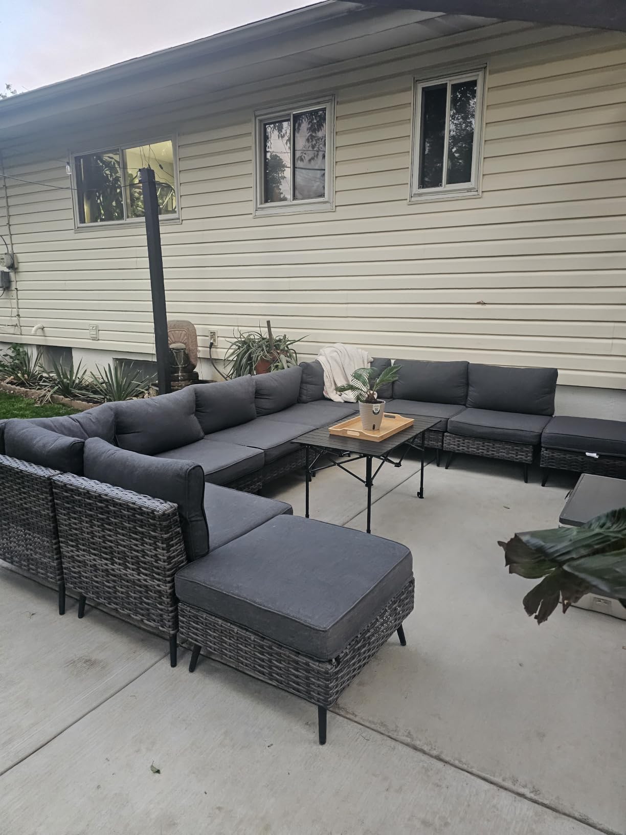 LAUSAINT HOME Outdoor Patio Furniture, 7 Piece Outdoor Sectional Sofa PE Rattan Wicker Patio Conversation Sets, All Weather Patio Furniture Set with Thick Cushions for Garden, Backyard(Beige) customer photo 1