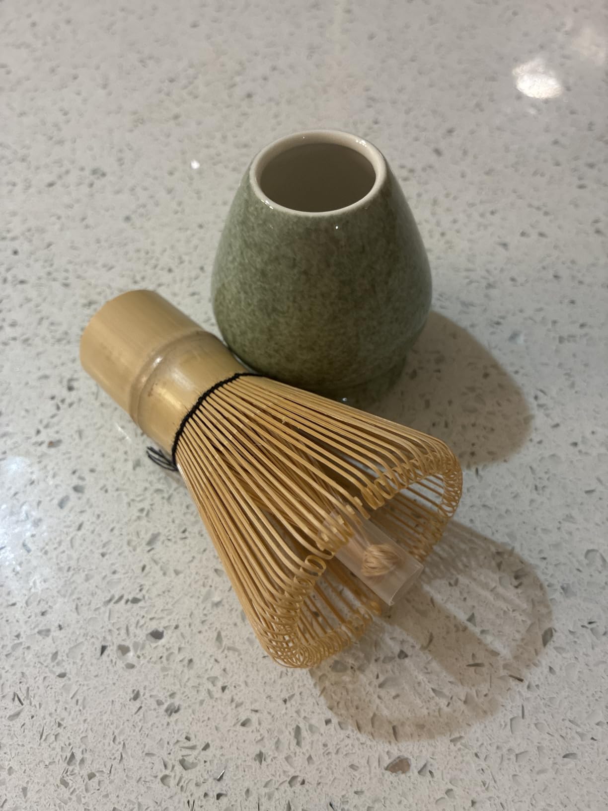 Matcha Whisk Set, Matcha Making Kit Whisk (Chasen Holder), Ceramic Whisk Holder (Mottled Green), Bamboo Scoop, Powder Starter Sifter, Spoon Japanese Tea Tools For Ceremony Gift customer photo 2