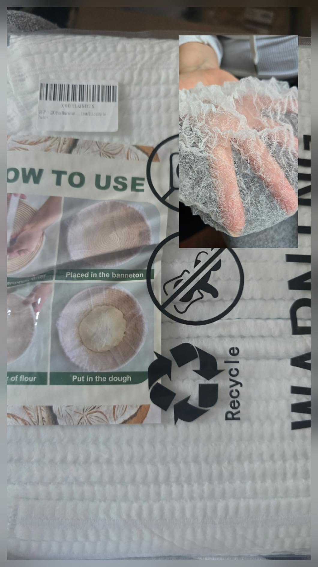 100 Pcs Banneton Liner,Banneton Bread Proofing Basket Non Woven Liners Non-Stick Dough,Bread Proofing Cover,Elastic Banneton Basket Liner for Prevents Dough from Sticking to Basket customer photo 1