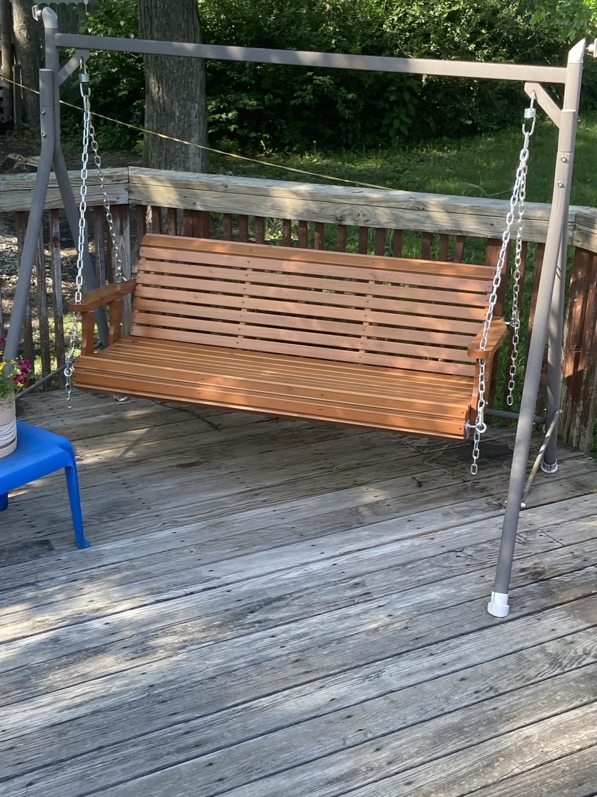 VINGLI 2026 Upgraded 5 FT Wooden Porch Swing, 880 LBS Heavy Duty, Rustic customer photo 2