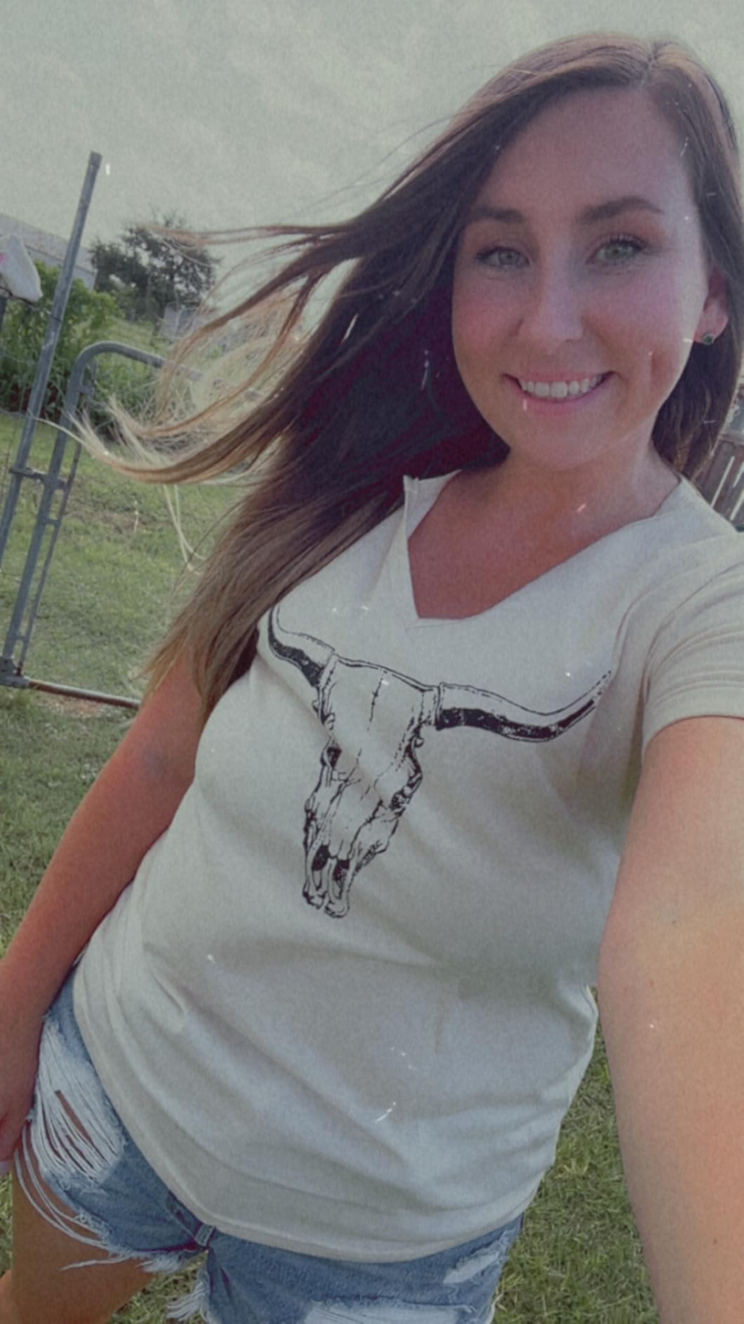 Summer Sexy V-Neck Vintage Western Rodeo Cowboy Steer Skull Shirt for Women Casual Boho Cowgirl Boots Graphic Tees customer photo 2