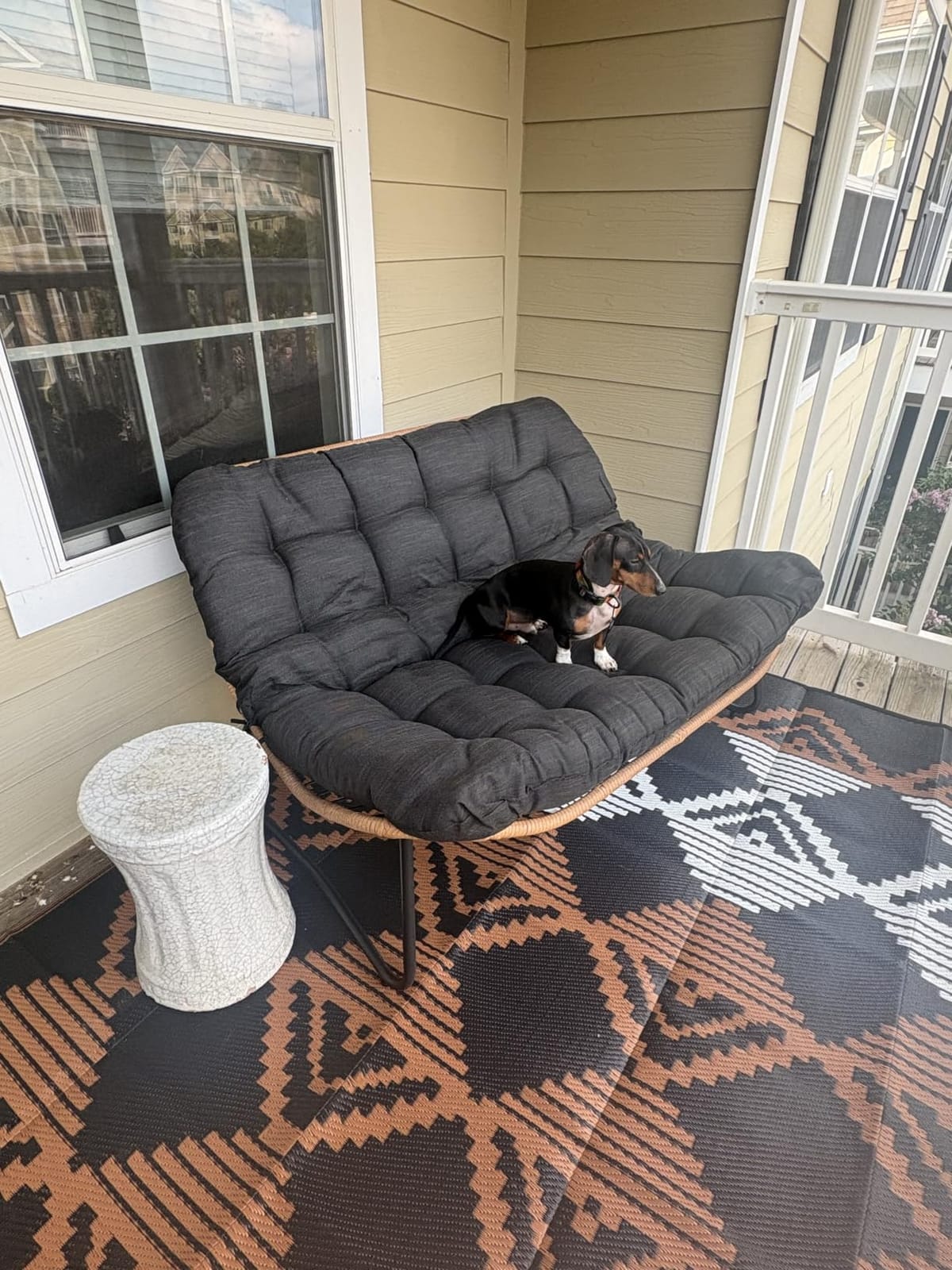 Outdoor Loveseat, Boho Rattan Patio Couch with Soft Cushion (Beige) customer photo 1