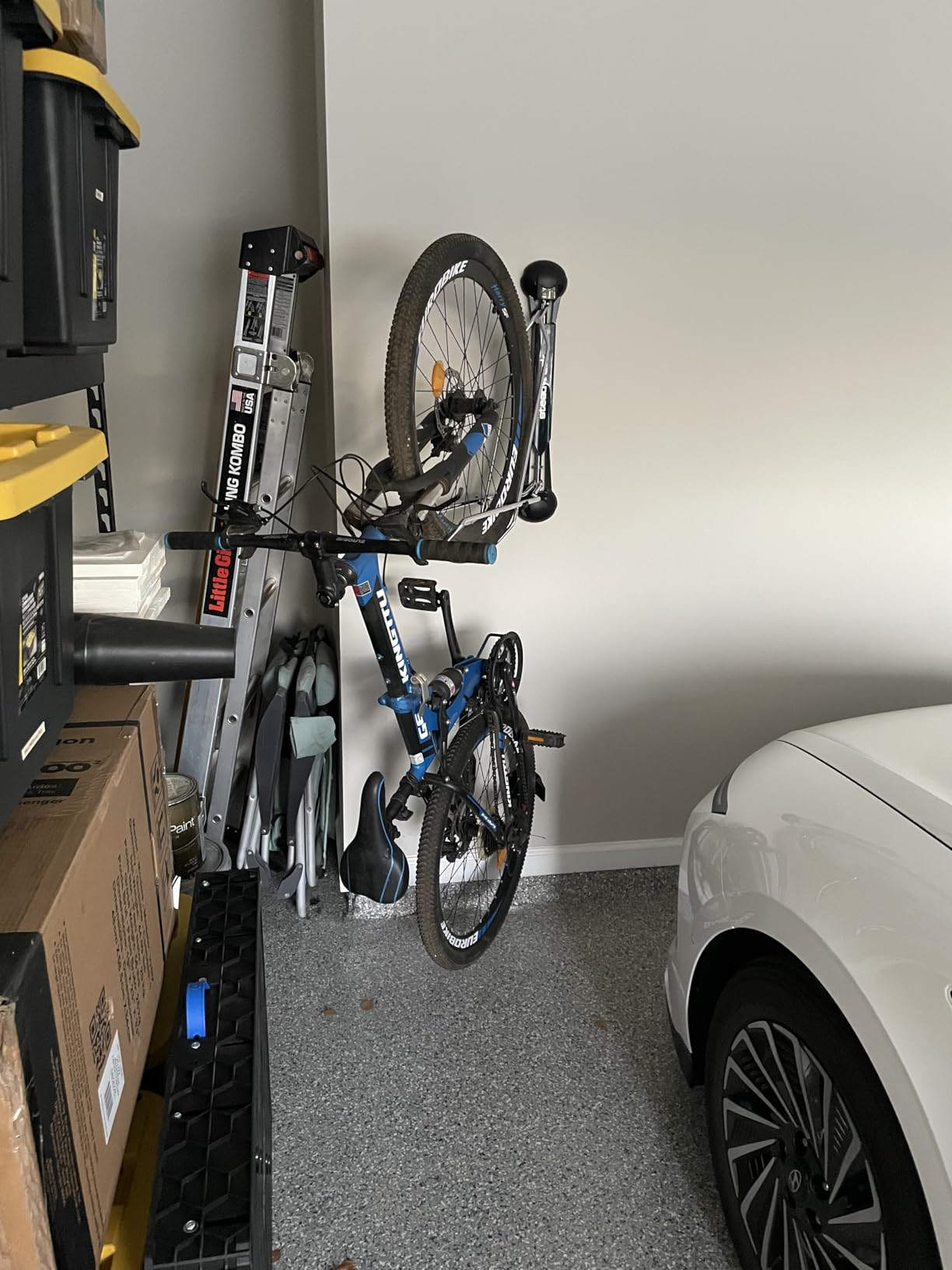 Steadyrack Swivel Bike Wall Mount, Vertical Mountain Bike Rack, Garage | Fits 24 to 29 in wheels and 2.1 to 2.8 in tires. Roll-in, no lift, holds mountain and gravel bikes to 77 lb. customer photo 1