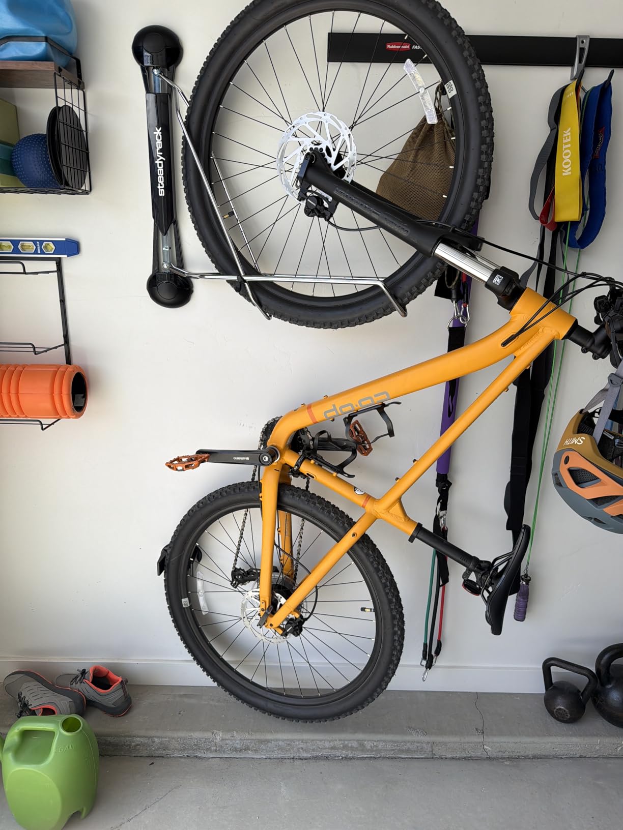 Steadyrack Swivel Bike Wall Mount, Vertical Mountain Bike Rack, Garage | Fits 24 to 29 in wheels and 2.1 to 2.8 in tires. Roll-in, no lift, holds mountain and gravel bikes to 77 lb. customer photo 2