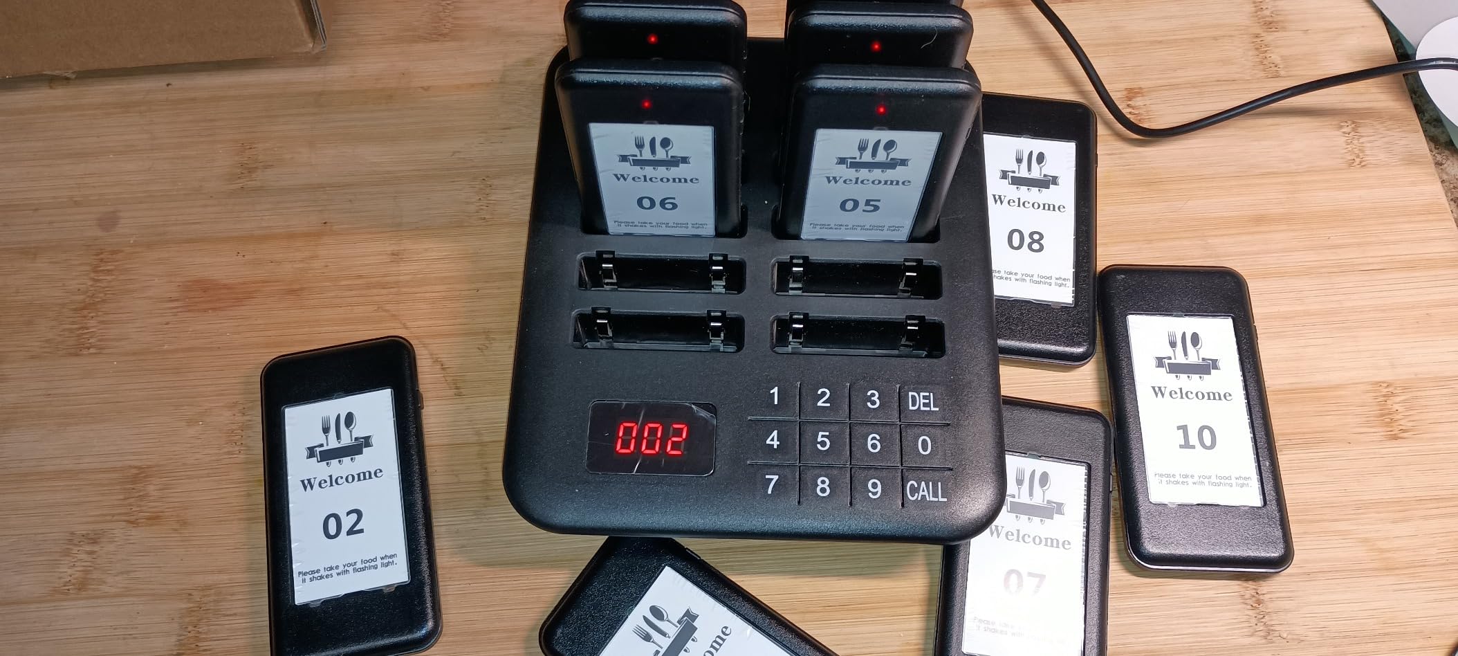 Restaurant Pager System, 10 Buzzers, Pagers for Food Truck, Replaceable Custom Stickers, Vibration Flash and Buzzer, 984ft Range customer photo 1