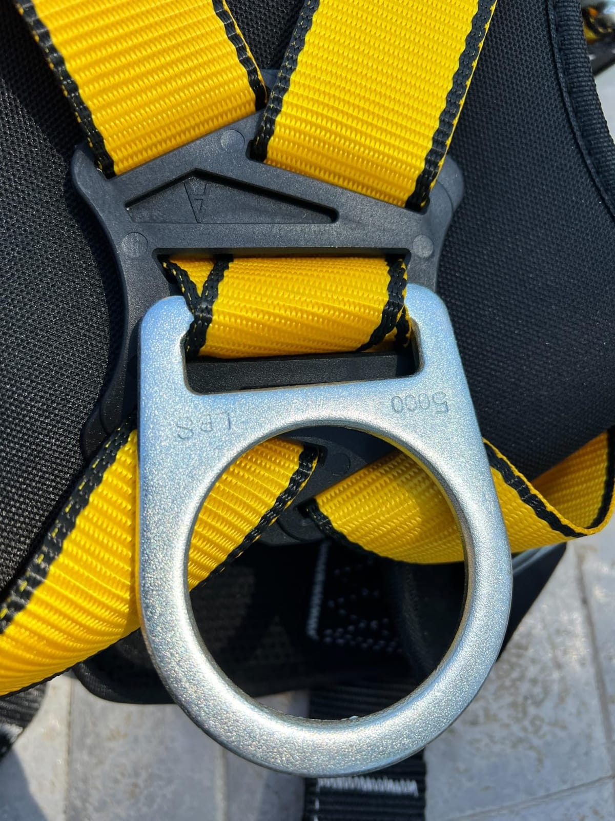 Fall Protection Premium Safety Harness with Shock Absorbing Lanyard, Vented & Padded Shoulder, Legs & Back - Upgrade 4 Quick Buckles (Yellow) customer photo 2