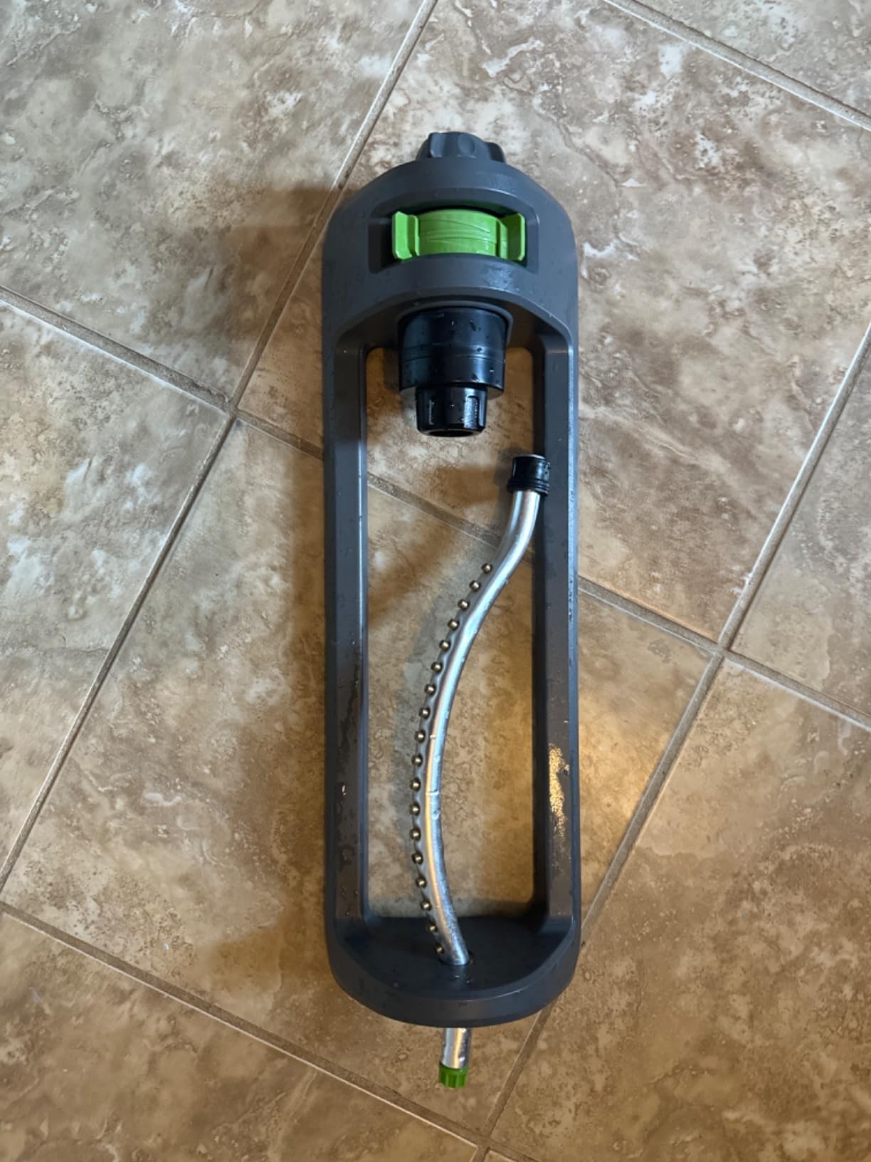Lawn Sprinkler, 18-Hole Brass Nozzle Oscillating Sprinkler, Garden Tool for Lawns up to 3,600 Square Feet, Jet Cleaning Needle Hidden on the End of the Product, Gray customer photo 1