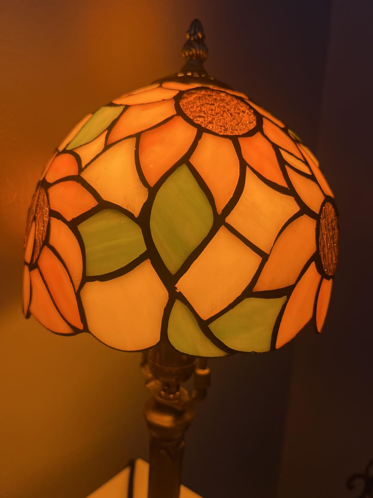 BMXKPO Tiffany Style Table Lamp,Sunflower Stained Glass Lamp customer photo 2