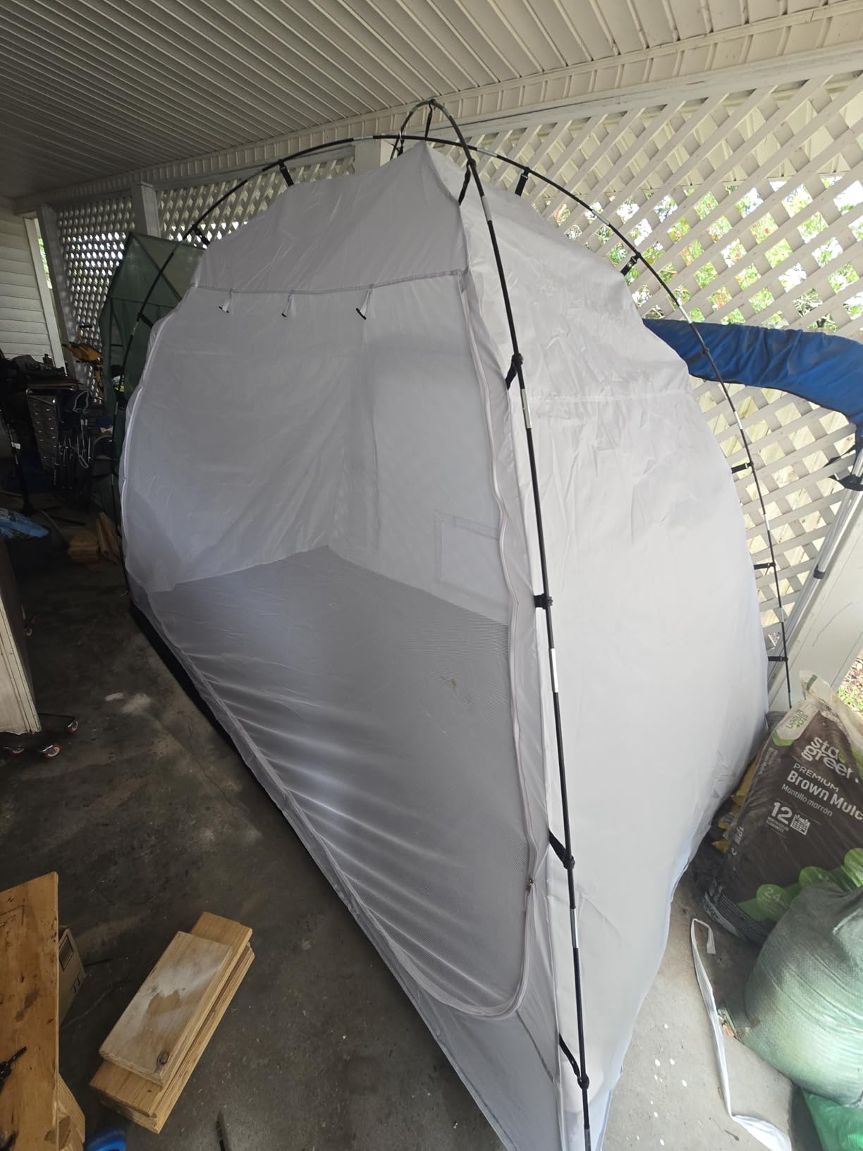 Portable Paint Booth Tent, Siebwin Extra Large 10(L) x6(W) x6.5(H) ft Spray Paint Tent with Built-in Floor & Mesh Screen & Windproof Hooks for Furniture DIY Hobby Tool Spray Paint Shelter, Gray customer photo 1