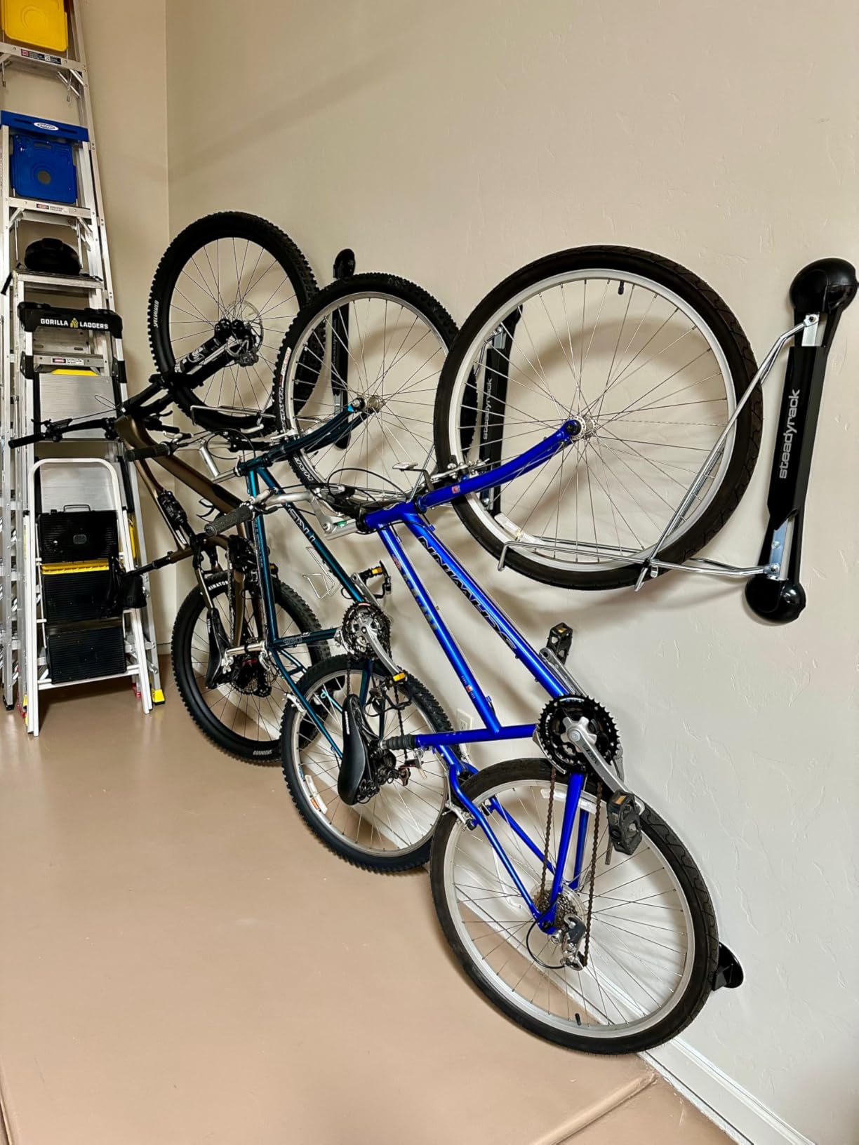 Steadyrack Fat Tire Bike Rack – Vertical Wall Mount Storage for Fat Bikes with 2.8”–4.5” Wide Tires – Space-Saving Pivot Design for Garage or Home customer photo 2