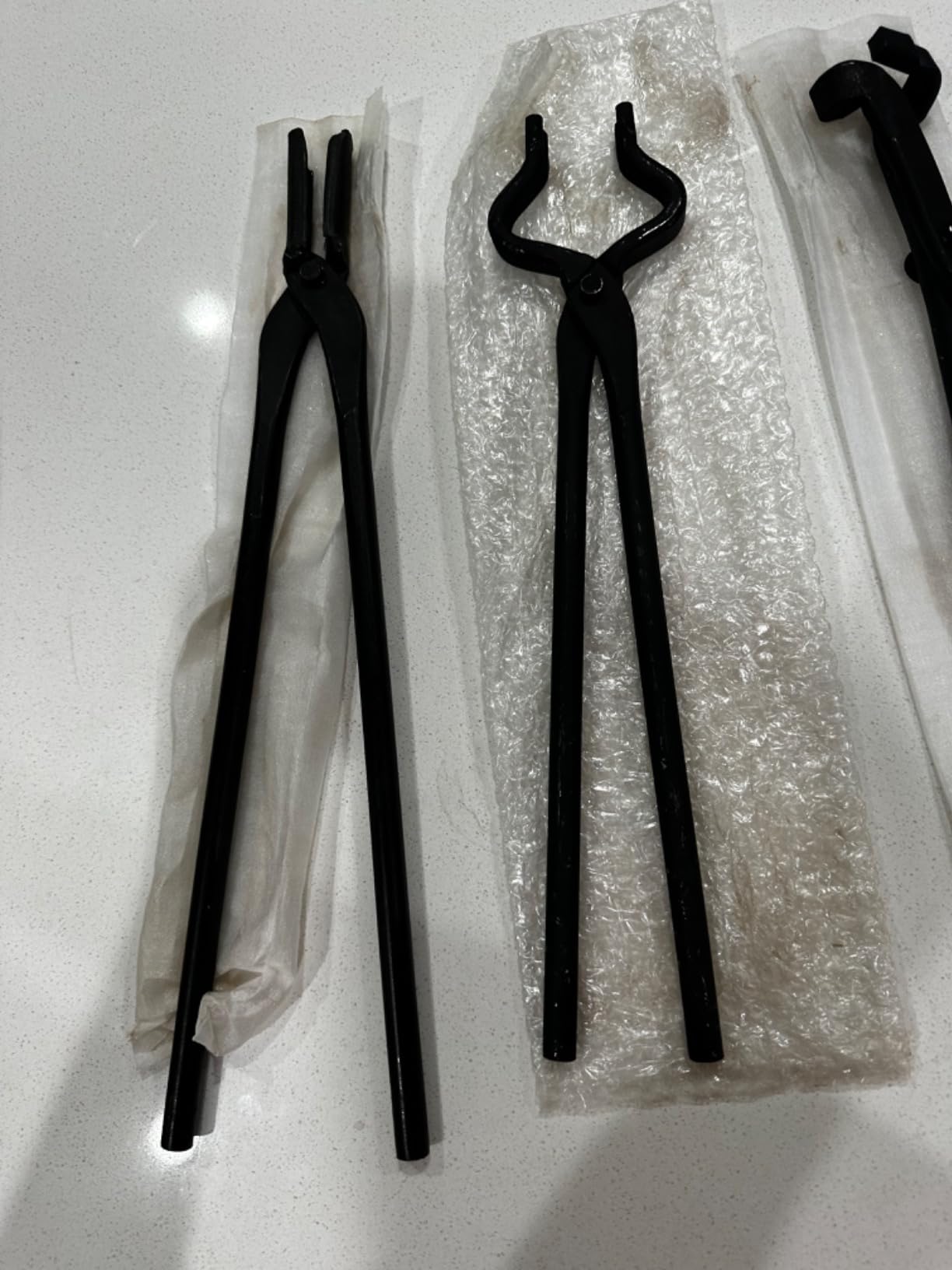 Blacksmith Tongs Set - V-Bit, Blade, Flat, Steel Forge Tongs (3PCS) customer photo 2