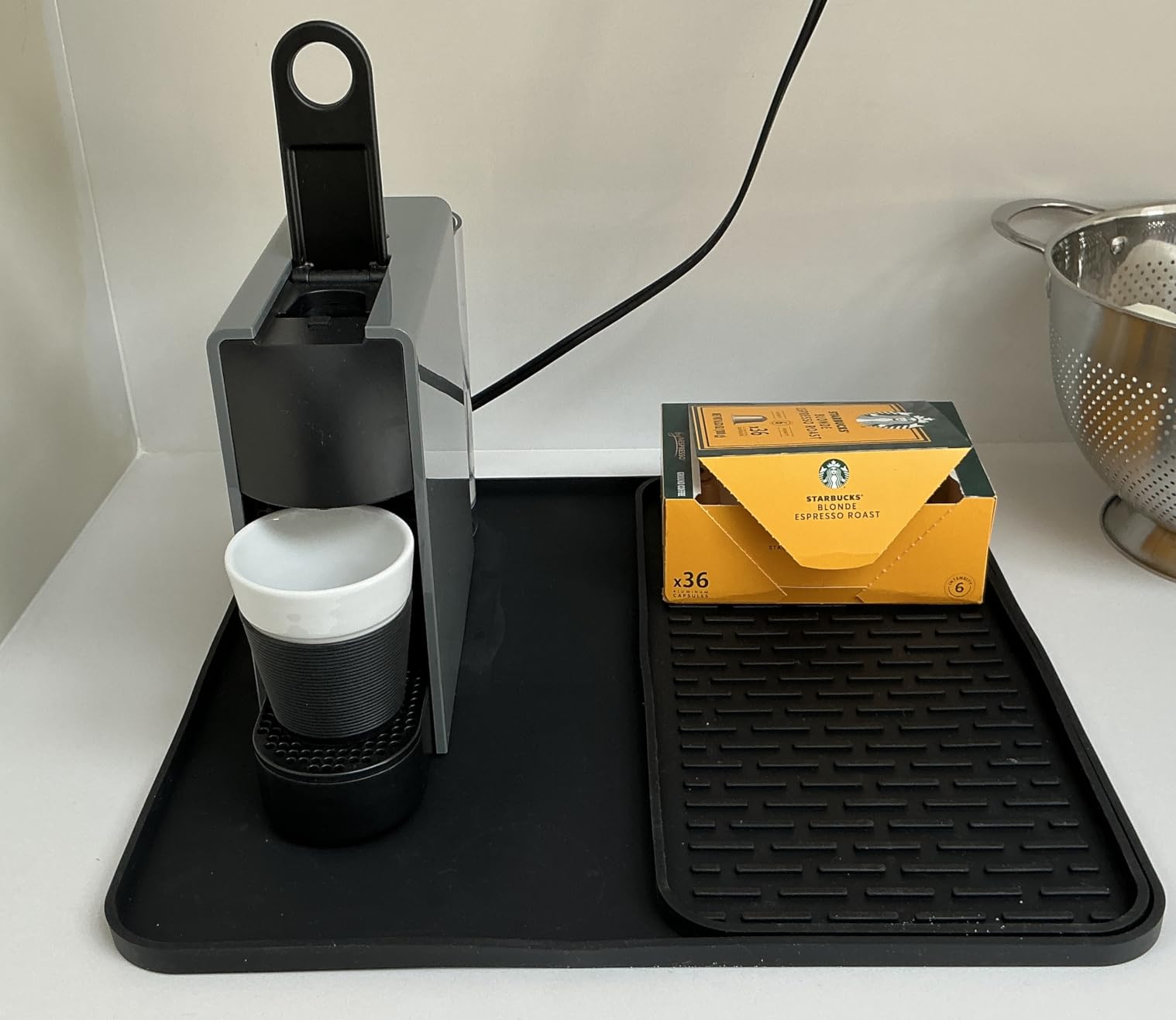 Silicone Coffee Mat, 24''x16'' Bar Mat with Detachable Dish Drying Mat - Fits Under Coffee Maker & Dish Rack customer photo 1