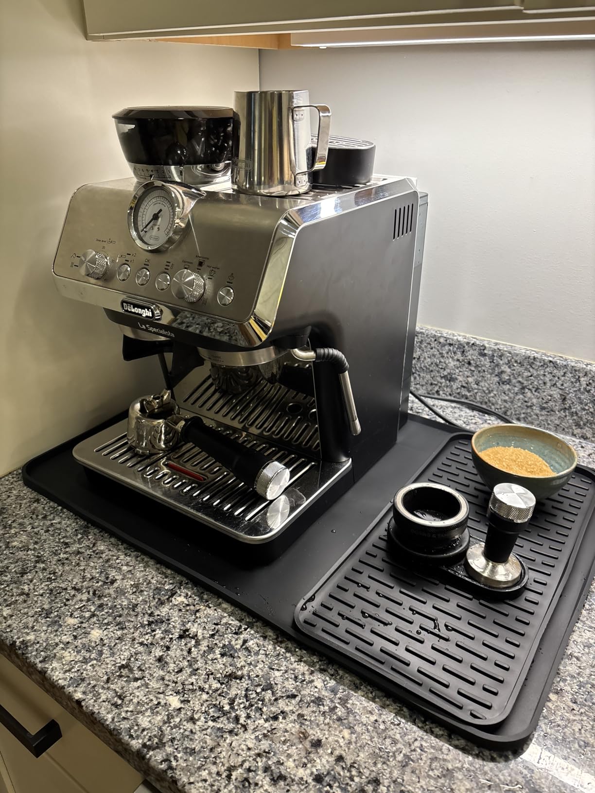 Silicone Coffee Mat, 24''x16'' Bar Mat with Detachable Dish Drying Mat - Fits Under Coffee Maker & Dish Rack customer photo 2