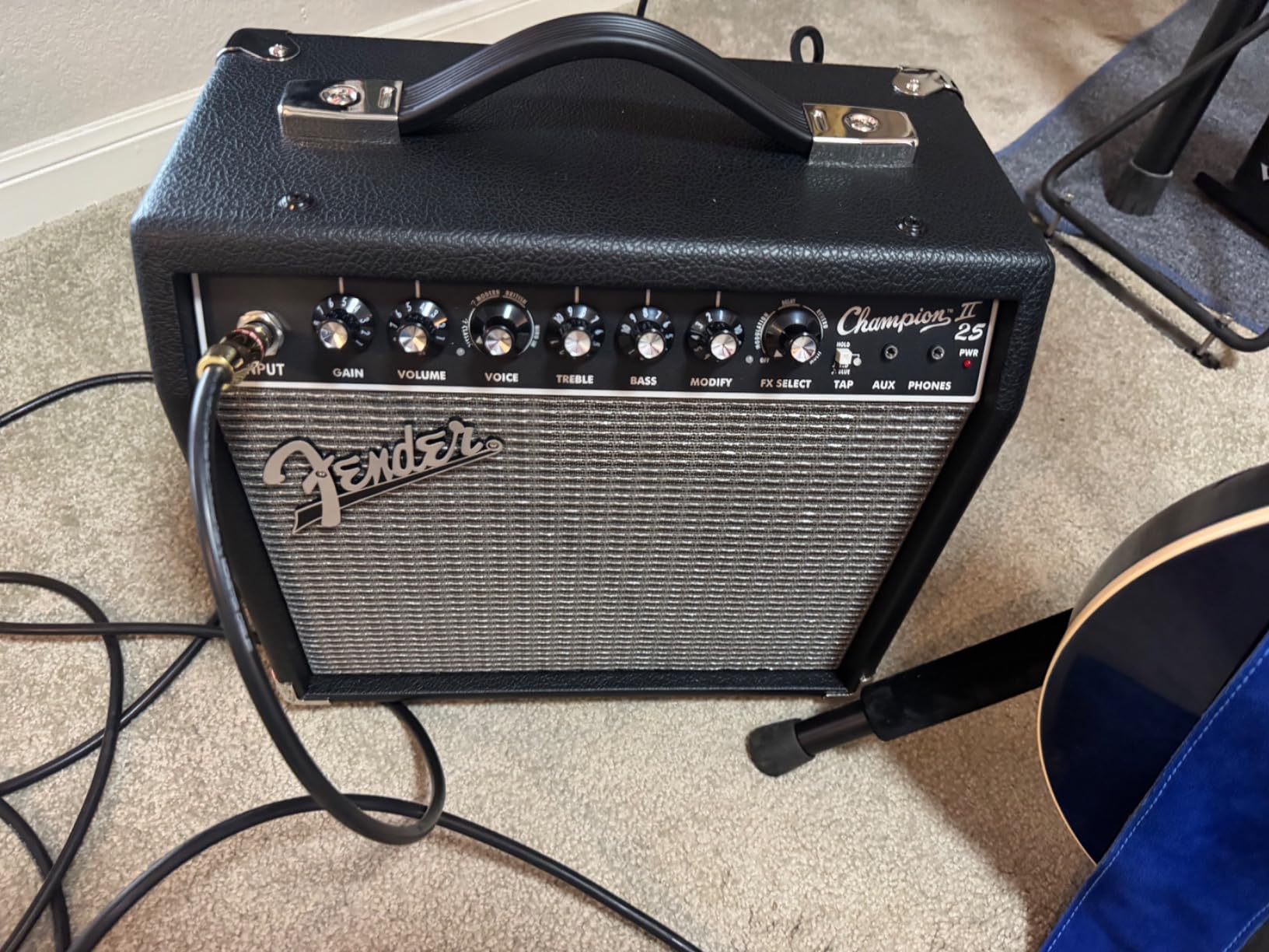 Fender Champion II 25 Watt Electric Guitar Combo Amp, Speaker, USB & Aux | Beginner practice amp, 25-Watt Combo Amp with 8