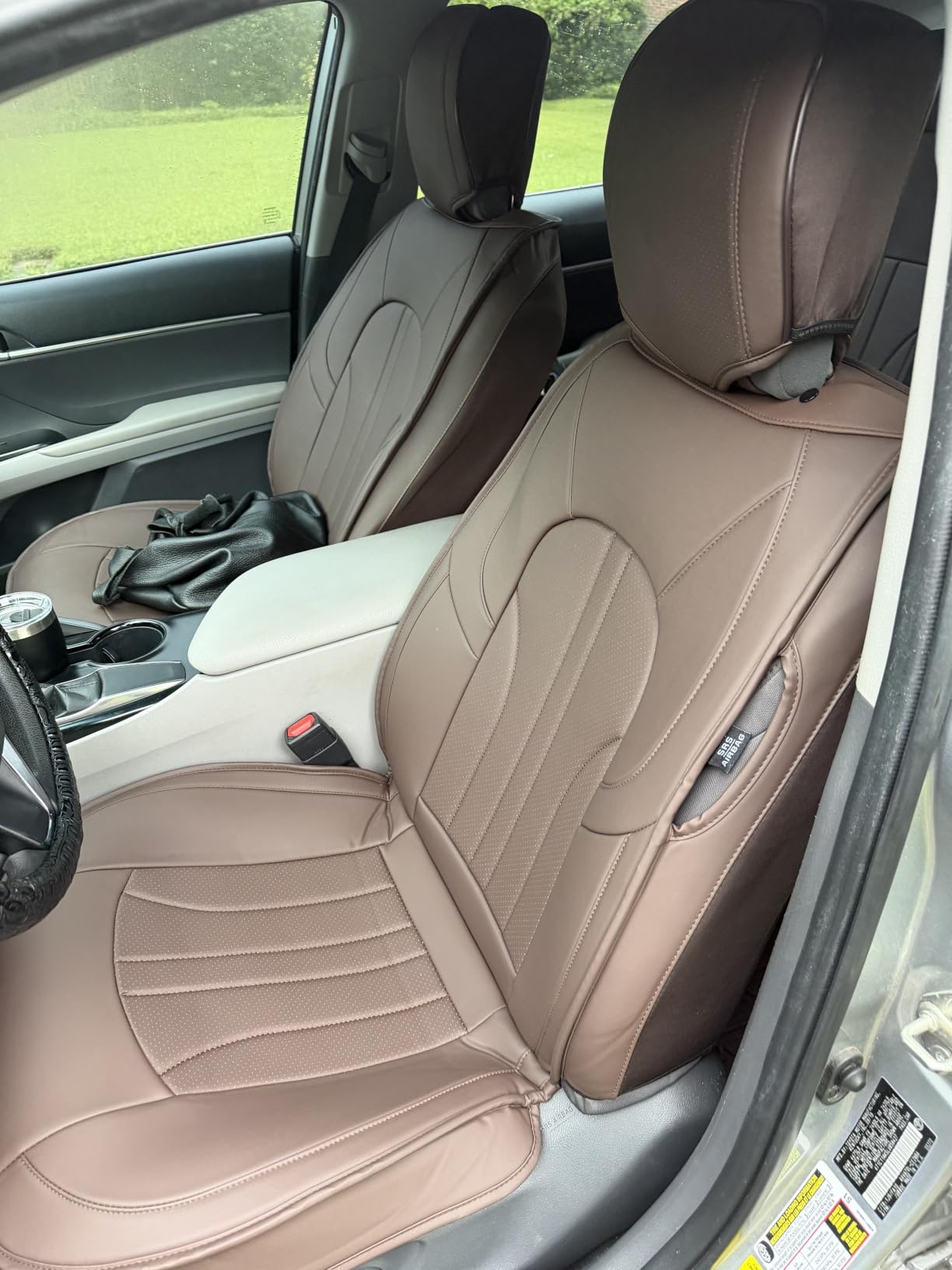 MINGBRON Car Seat Cover Full Set, Leather Car Seat Cover, Waterproof Seat Covers, Car Seat Cushion, Nappa Leather Seat Covers Car Seat Protector Universal Fit Most Cars Black customer photo 1