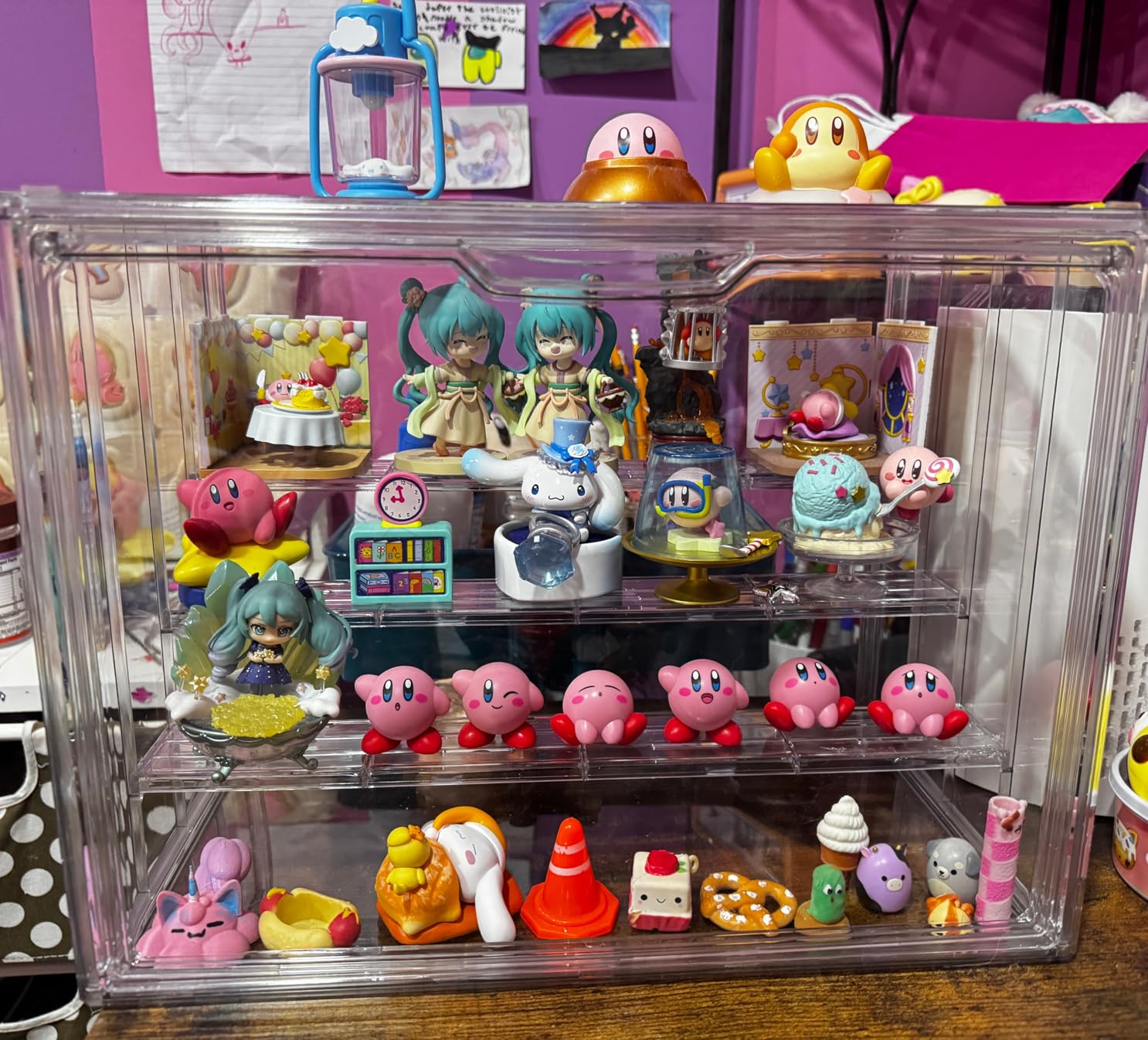 3 Layer Acrylic Display Case Stackable Clear Box for Collectibles,2 Pack | Removable Adjustable Partitions & Magnetic Door,Interlocking Stable Design,Dustproof Cover for Figurine Storage customer photo 1