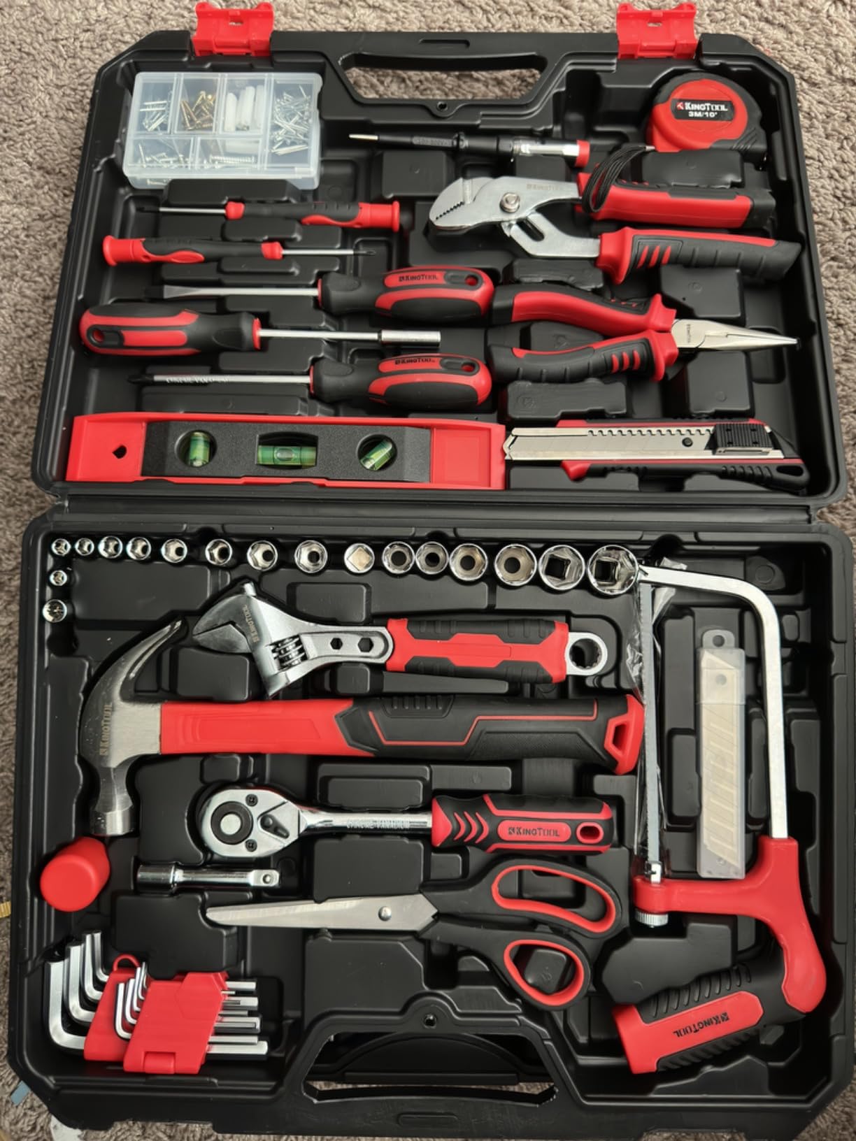 KingTool 276-Piece Tool Set Kit with 12V Cordless Power Drill (Red Black) customer photo 1