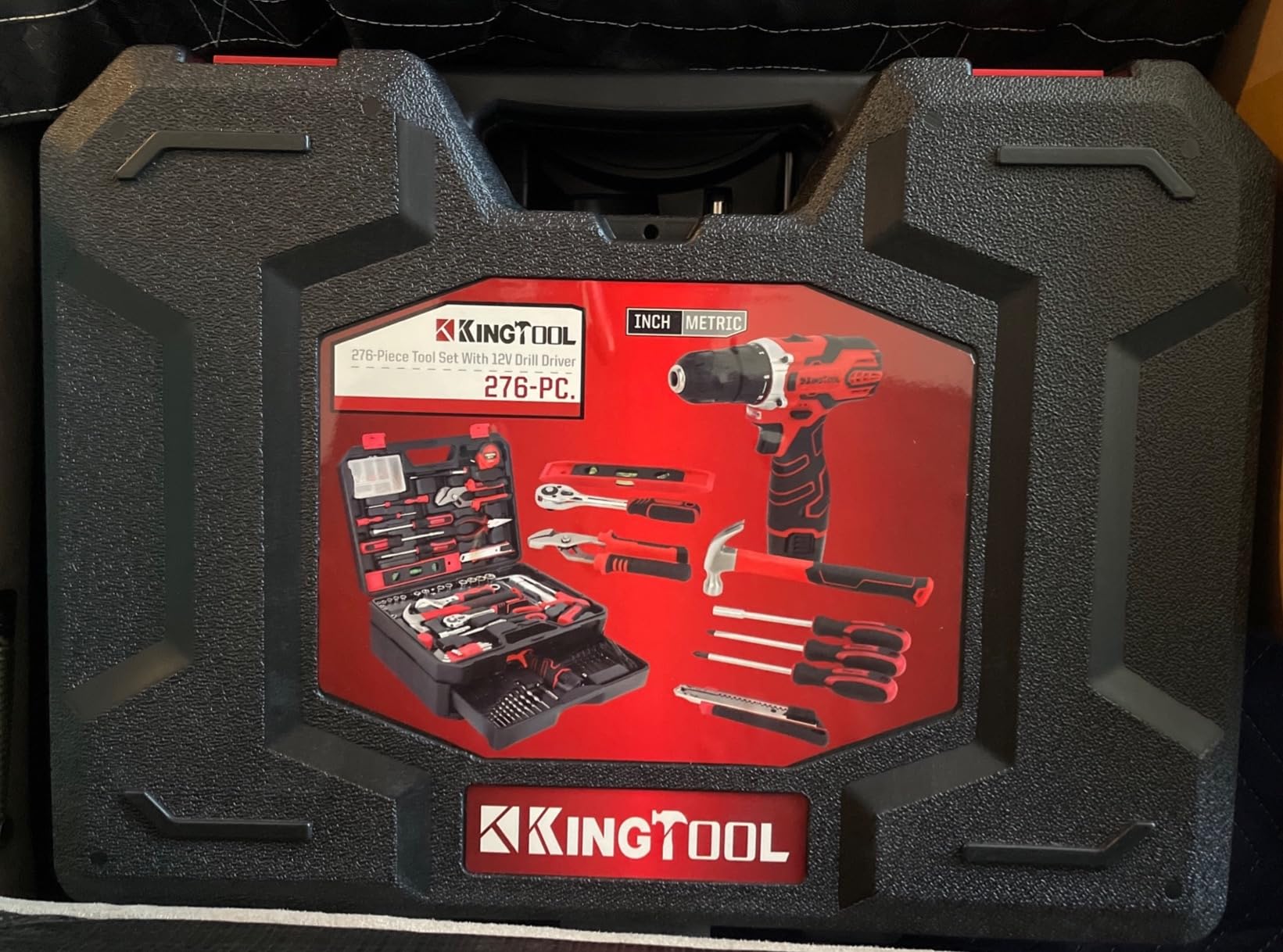 KingTool 276-Piece Tool Set Kit with 12V Cordless Power Drill (Red Black) customer photo 2