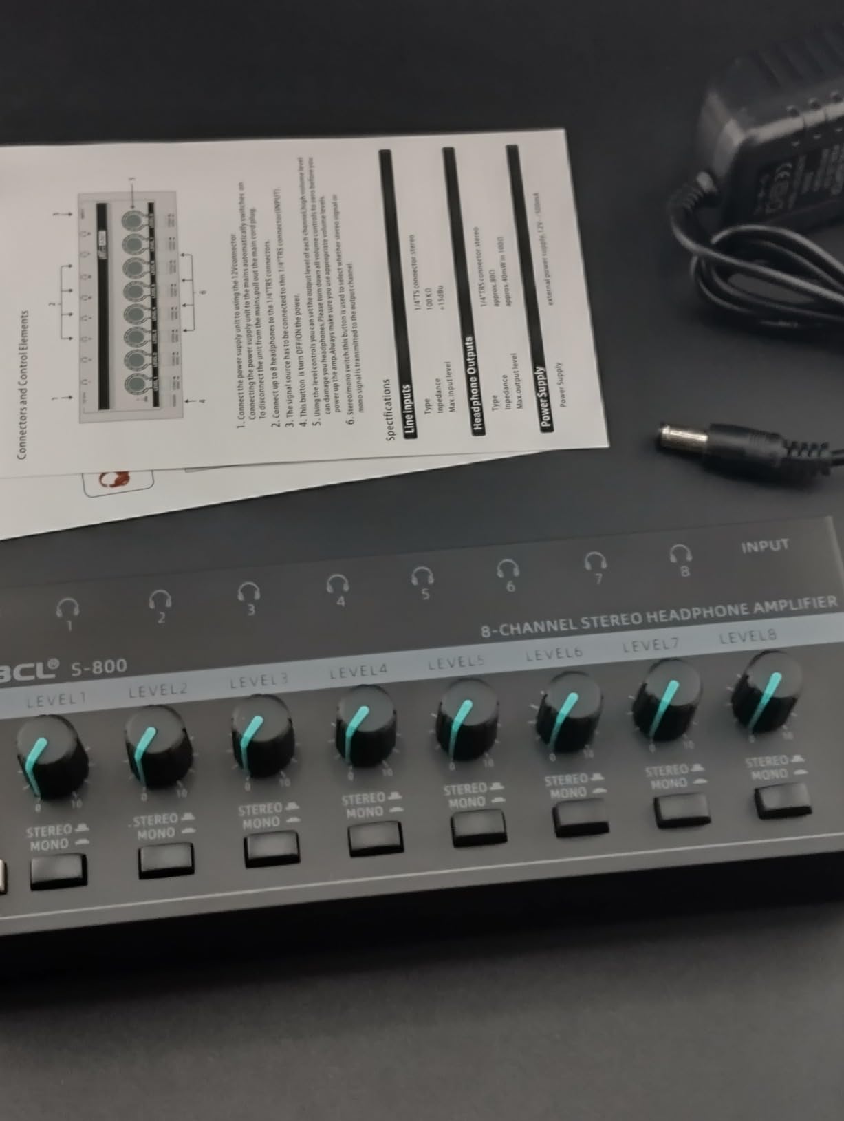 Headphone Amplifier 8 Channel, Stereo Headphone Amp with 9 Pcs 6.35mm to 3.5mm Jack, Metal Portable Studio Headphone Amp Splitter, Headphone Mixer with Mono and Stereo for Recording Studios customer photo 2