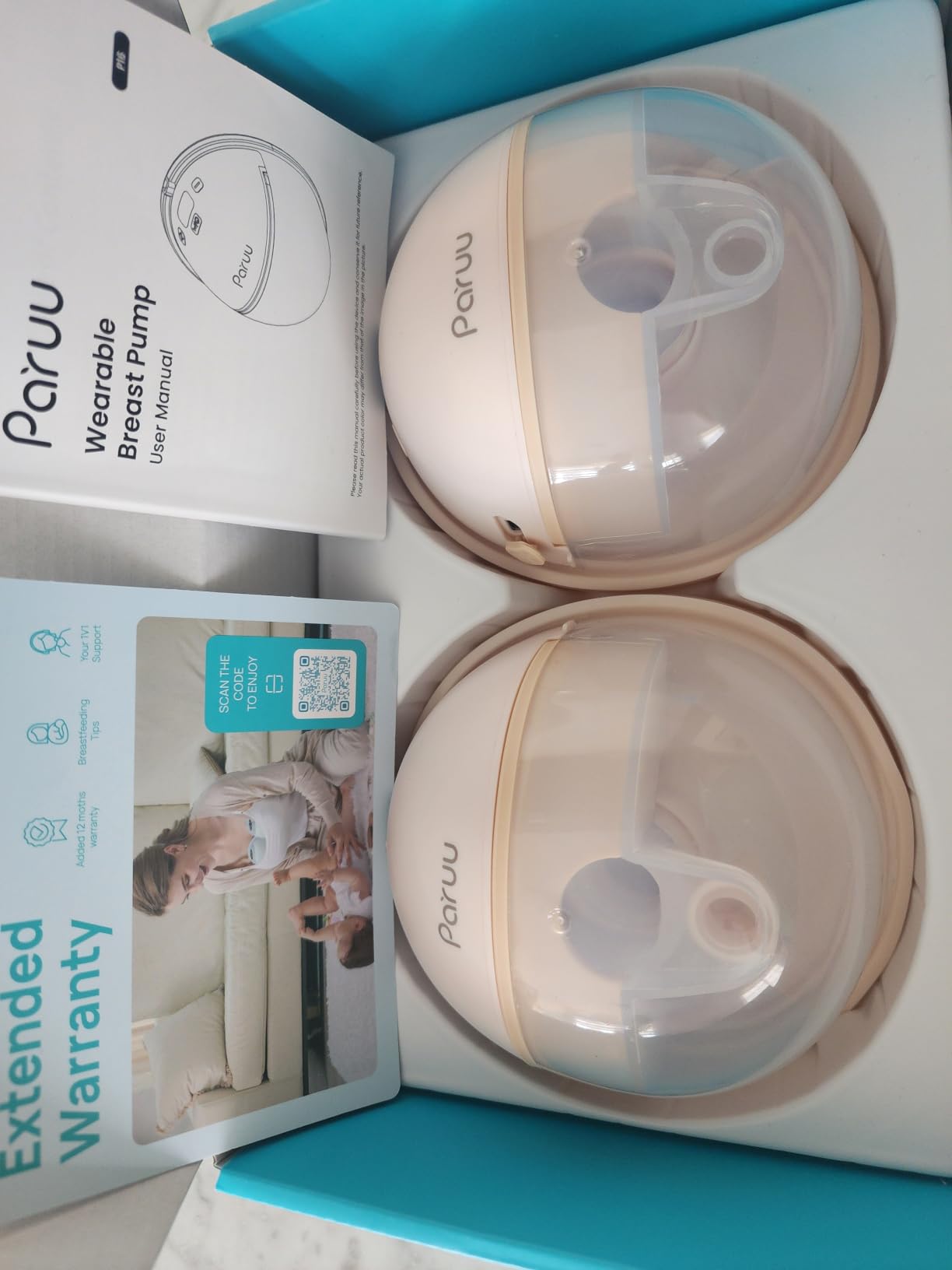 Paruu Hands Free Breast Pump P16, Wearable Breast Pump Electirc Portable with 4 Modes & 12 Levels, Max 309mmHg Strong Suction 19/21/24mm Flange Inserts Wearable Breastfeeding Pump, 2 Pack(Nude customer photo 2