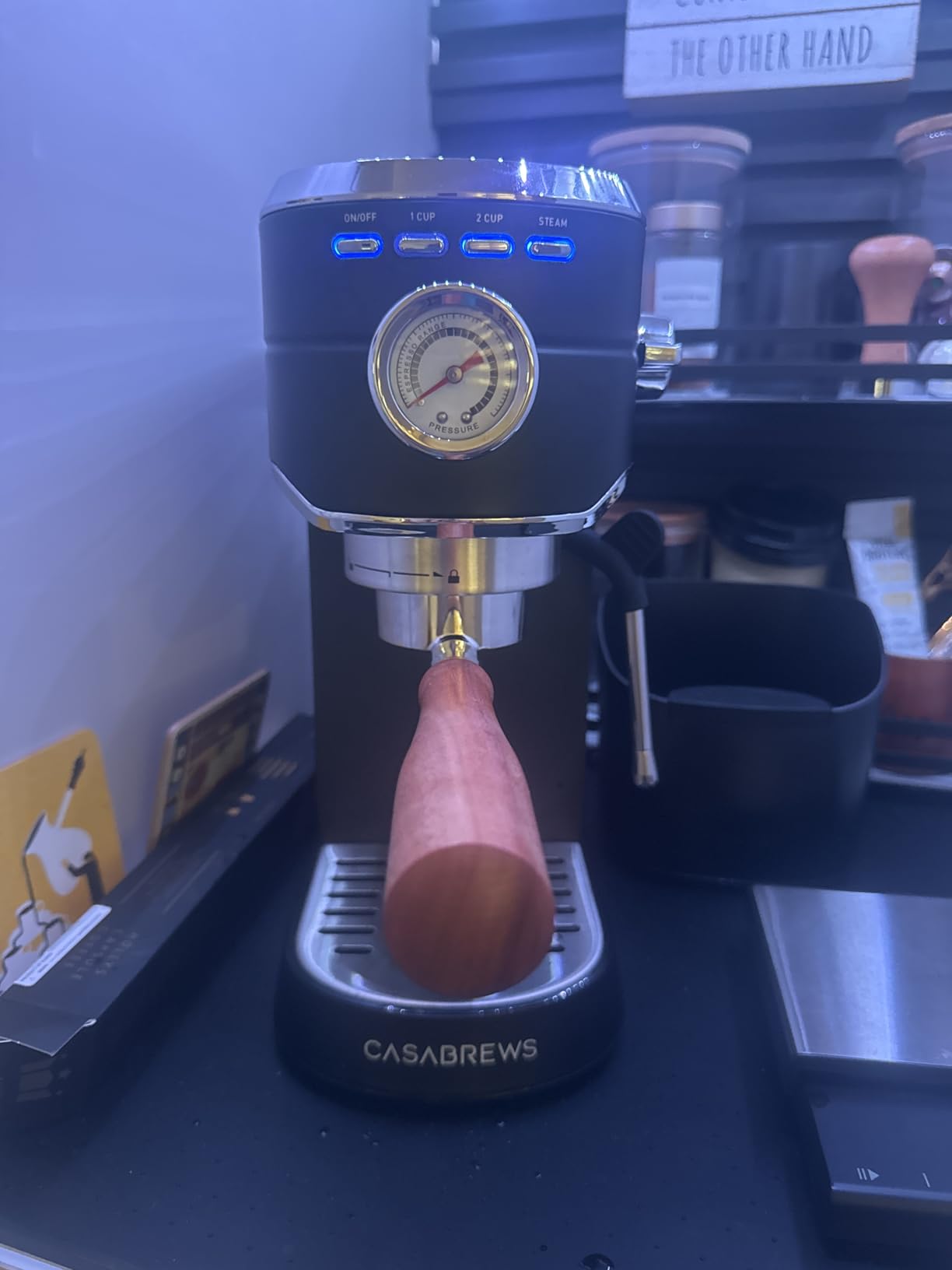 51MM Bottomless Portafilter for CASABREWS CM5418, 3700Essential and 5418Pro | 4 mm Thick 3-Ear Design, with 51mm Puck Screen and 2 Cup Filter, Full Stainless Steel Filter Holder, Wooden Handle customer photo 2