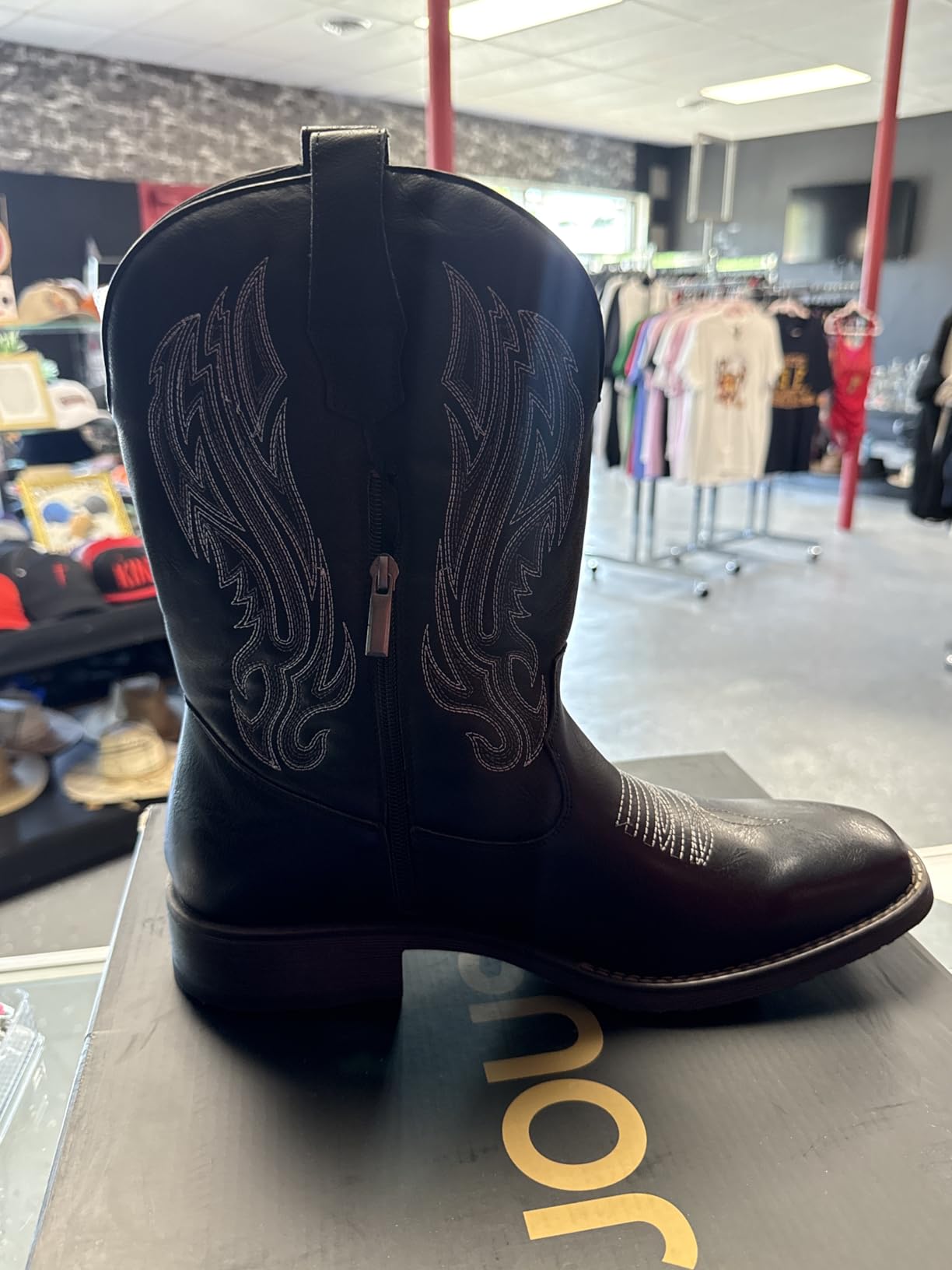 Jousen Cowboy Boots for Men Square Toe Western Side Zipper customer photo 1