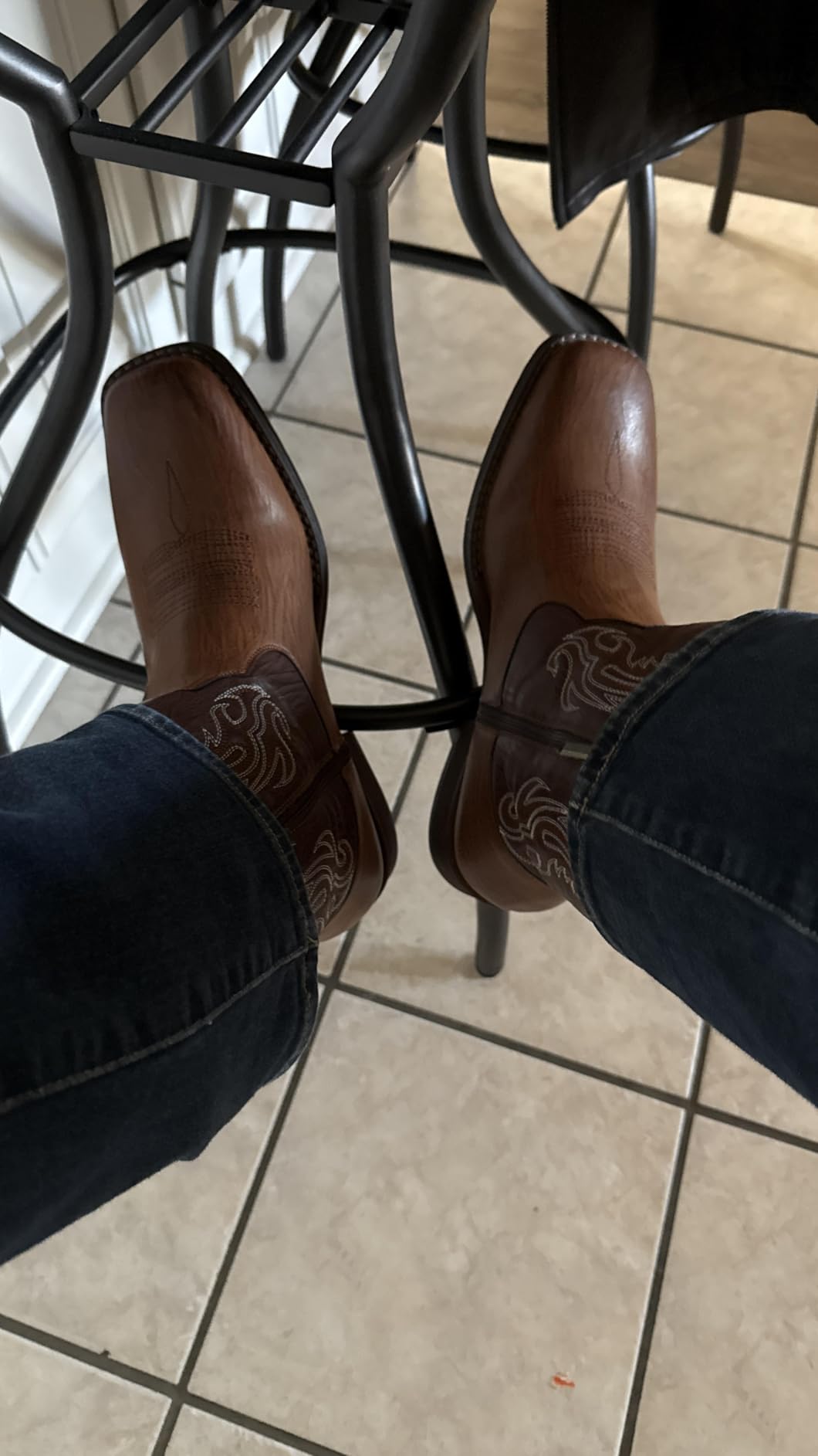 Jousen Cowboy Boots for Men Square Toe Western Side Zipper customer photo 2