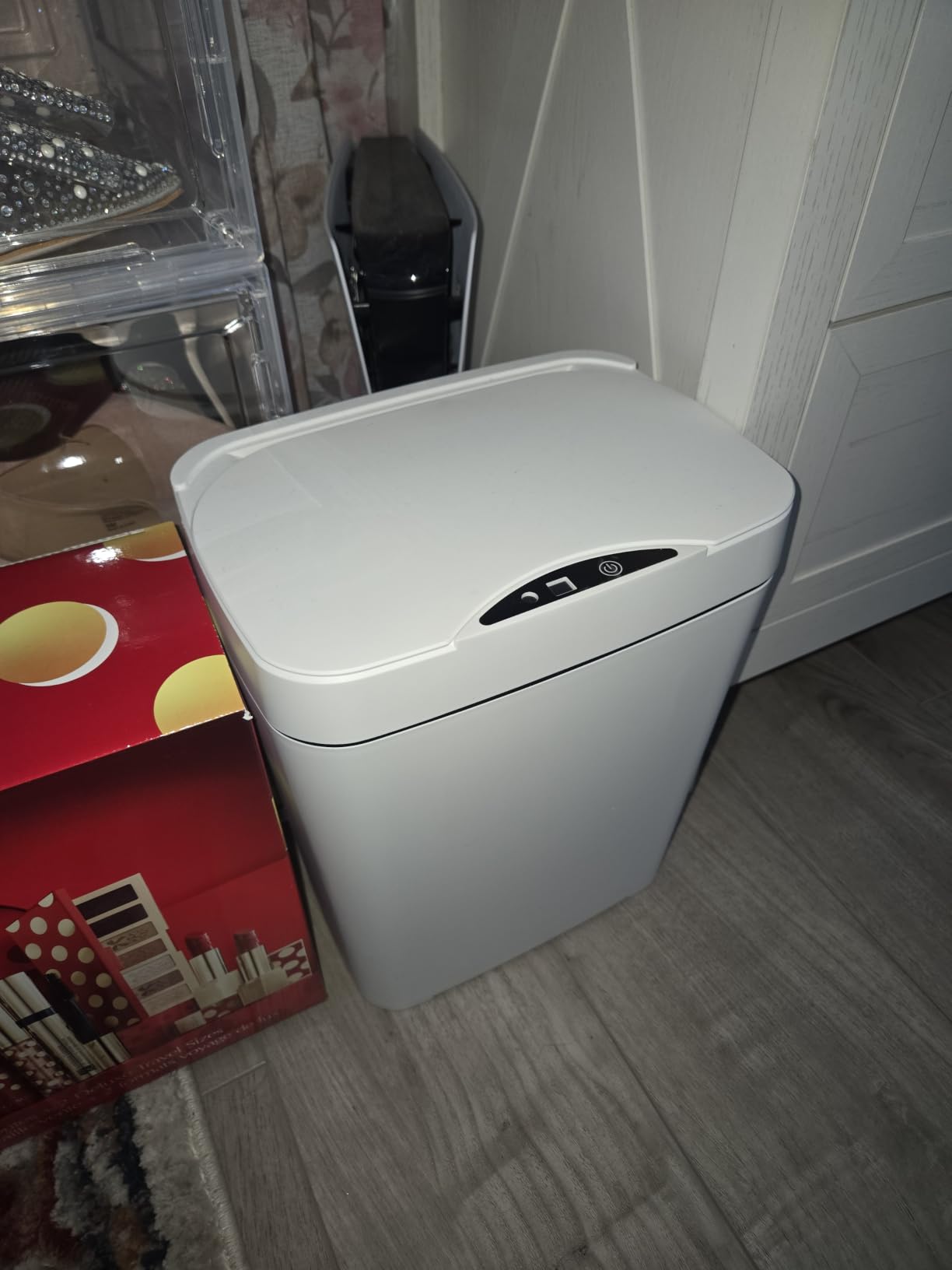 Vanpopubs 2 Pack 2.7 Gal Bathroom Trash Can with Lid, Automatic Trash Can Small Smart Garbage Can Touchless, Slim Motion Sensor Waterproof Plastic Trash Bins for Bedroom Office Kitchen Toilet customer photo 2
