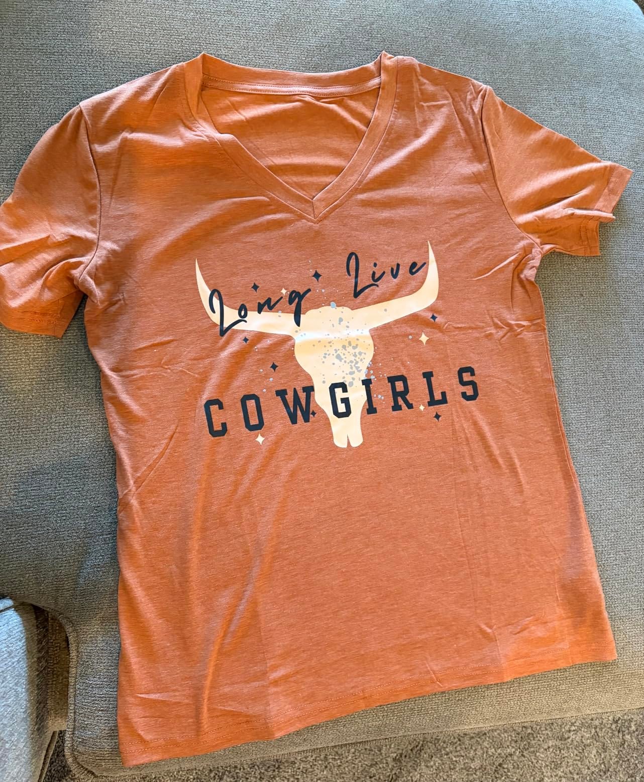 Western Country Shirt for Women Cowgirl T Shirts V Neck Short Sleeve Tops customer photo 1