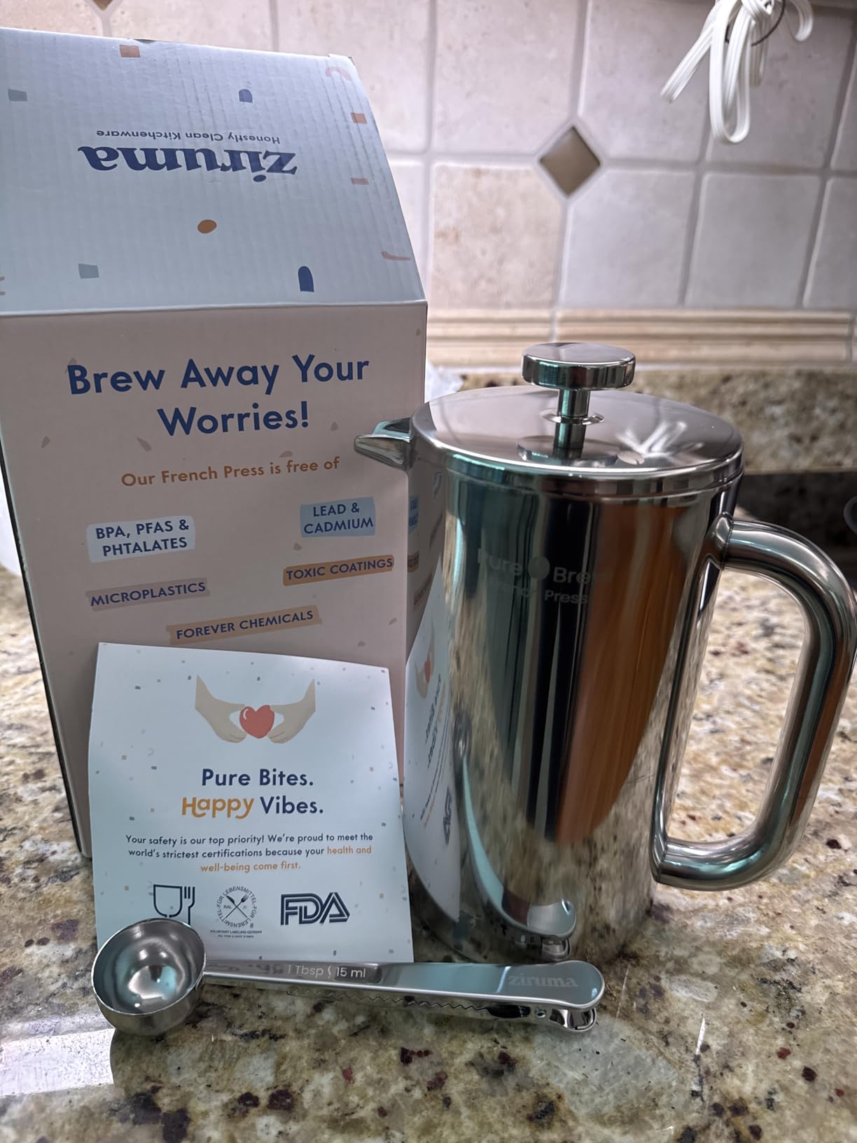 Non-Toxic Stainless Steel French Press, No Plastic or Heavy Metals, 34 oz customer photo 1