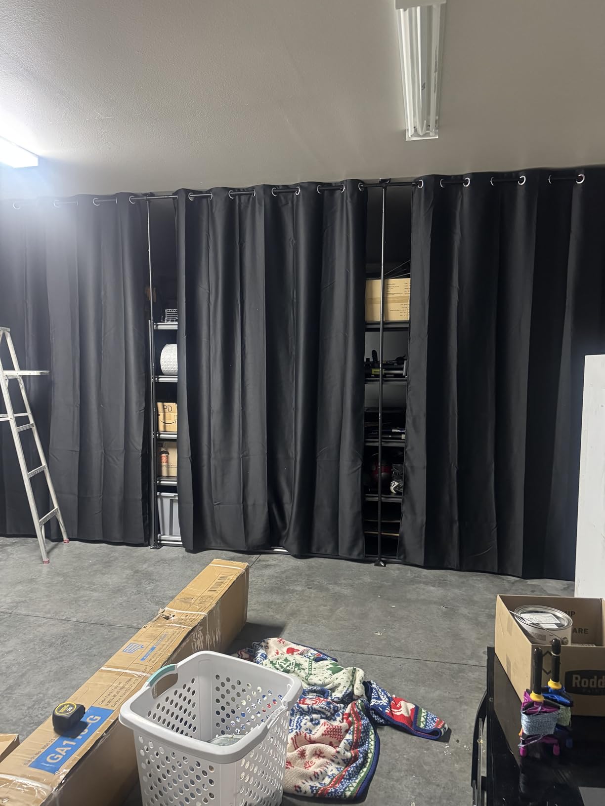 SUNALLY Room Divider for Separation 28-114in(W) Privacy Wall Divider, Black customer photo 1