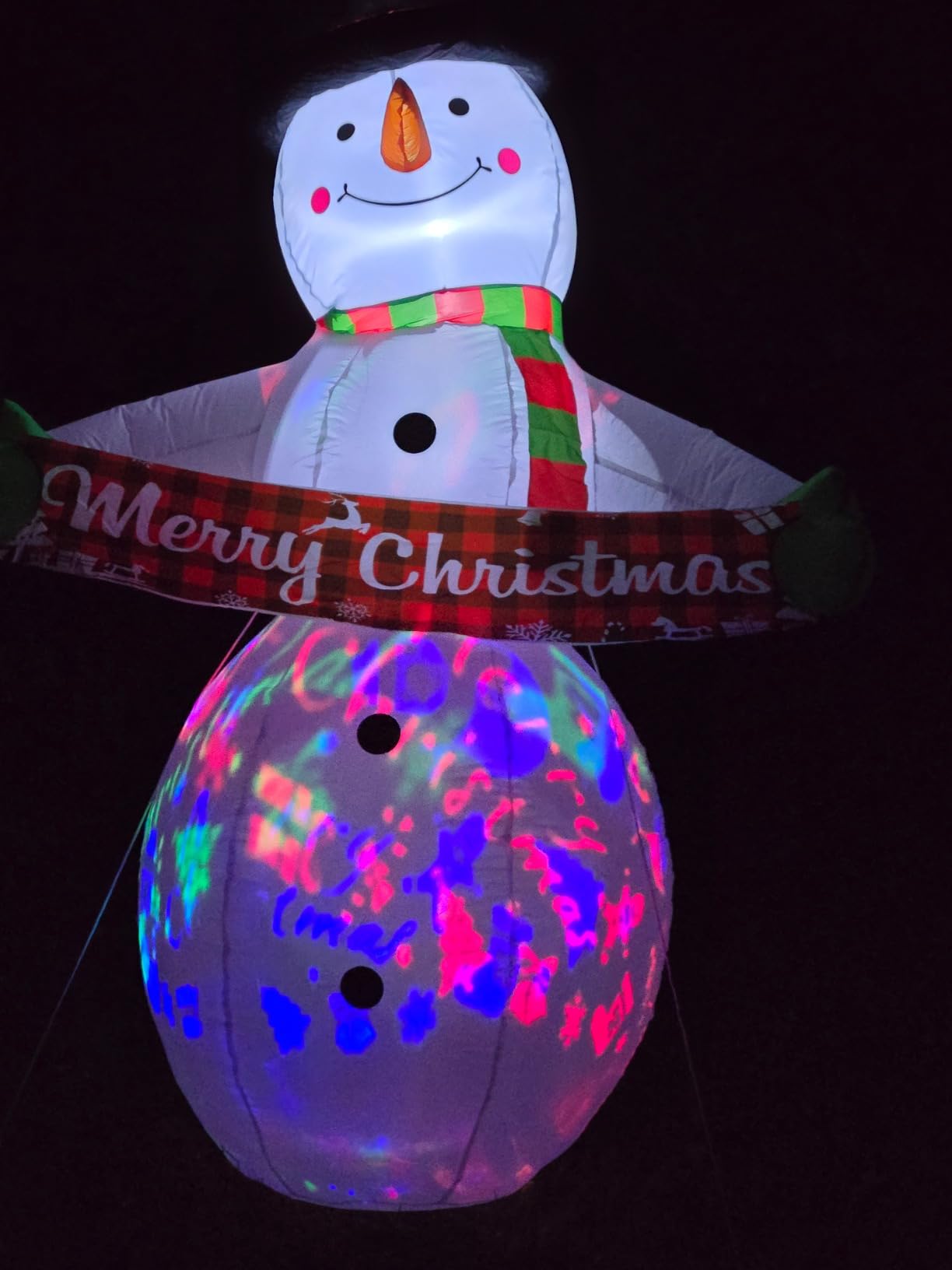 zukakii 7FT Christmas Inflatables Decorations with Built-in Music & 360° Rotation Colorful Projector LED Light Snowman Christmas Blow Up Yard Decorations Indoor Outdoor Christmas Decorations Decor customer photo 2