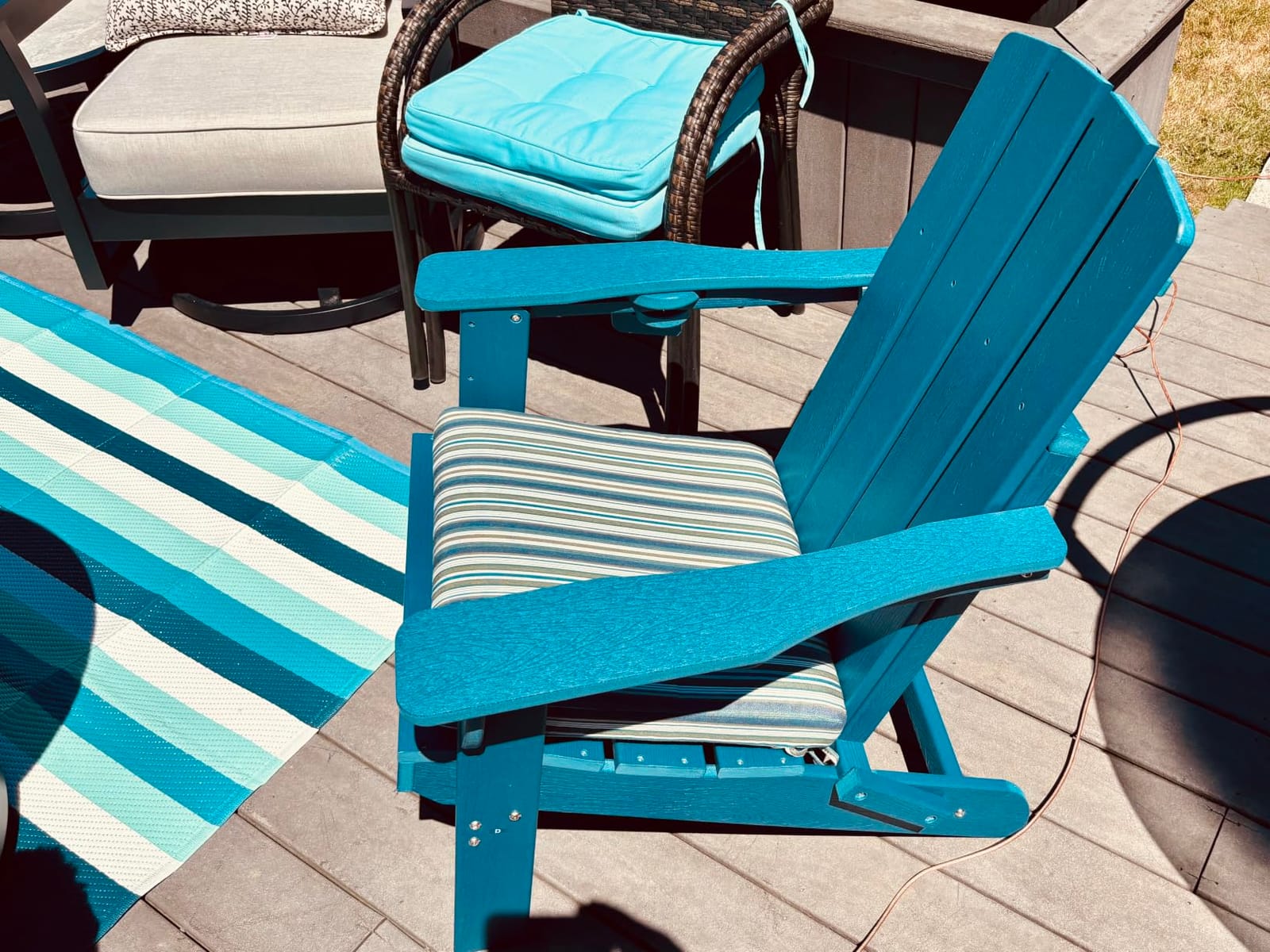 Folding Adirondack Chair, HDPE Adirondack Chairs with 2 Cup Holder, Plastic All-Weather Fire Pit Chairs, Outdoor Lawn Chair for Patio Garden (Black) customer photo 2