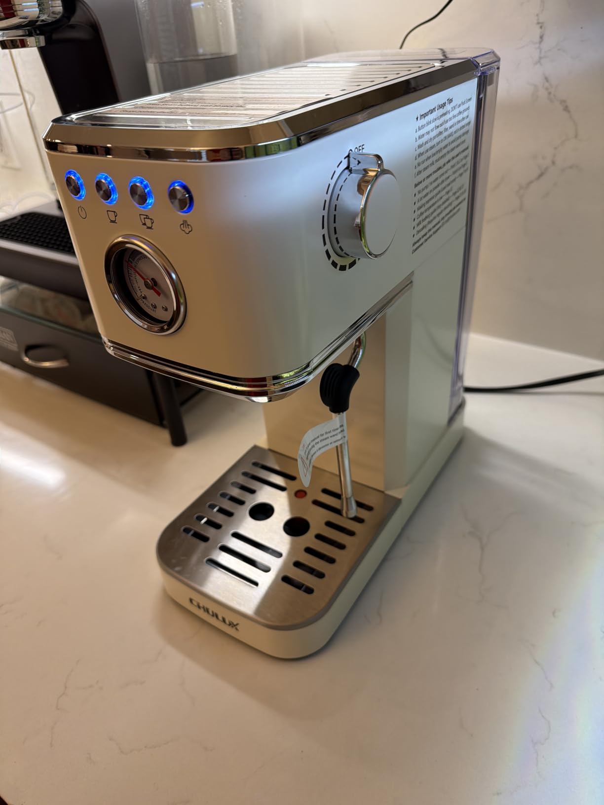 CHULUX Slim Espresso Machine with Milk Frother for Home Cappuccino, Black customer photo 1