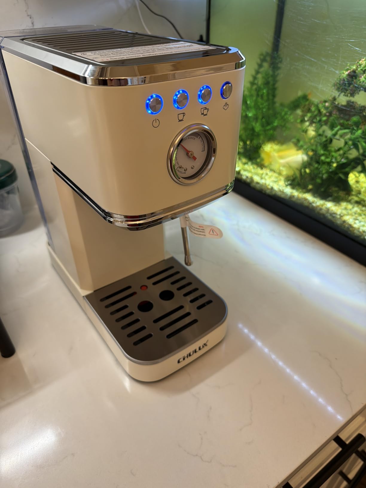 CHULUX Slim Espresso Machine with Milk Frother for Home Cappuccino, Black customer photo 2