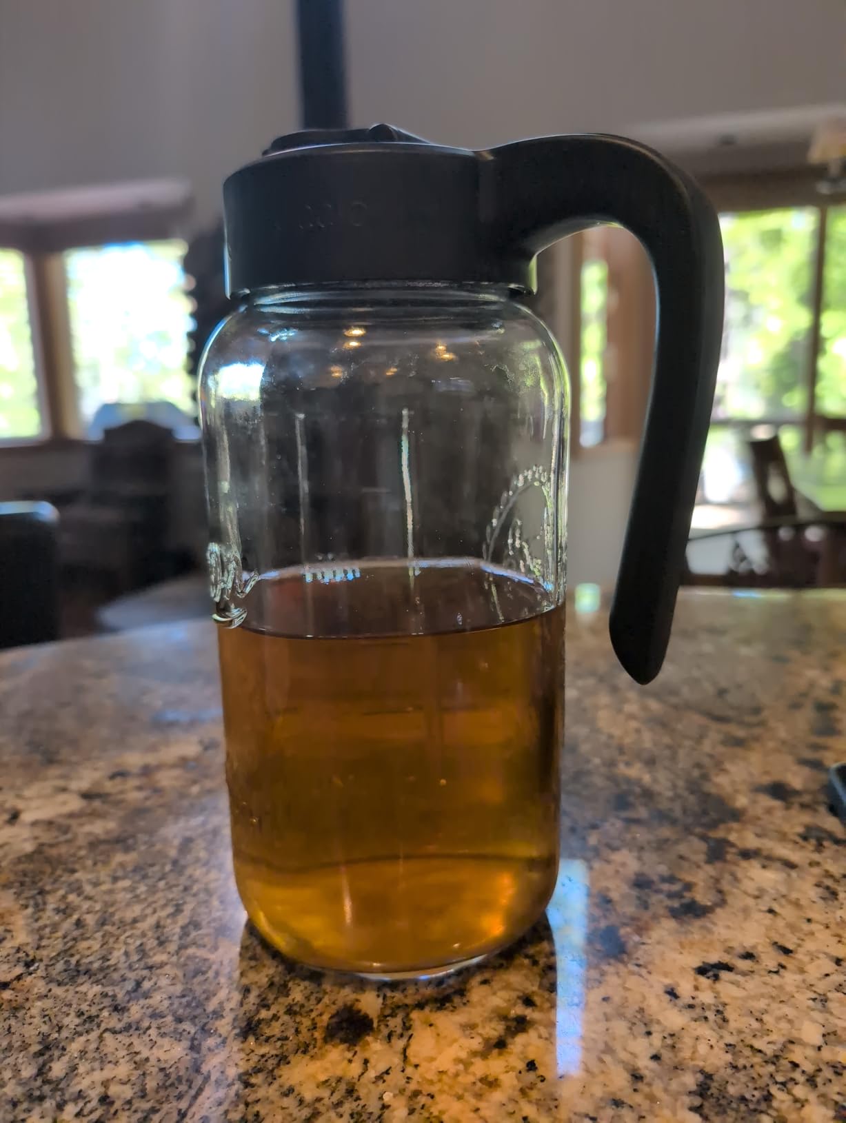 Mason Jar Pitcher, 64 oz (2 quart), Glass Pitcher with Lid | Airtight, Leak proof, Ergonomic Handle, Pour Spout Lid, Fridge Safe, for Sun Tea, Iced Tea, Cold Brew, Lemonade customer photo 2