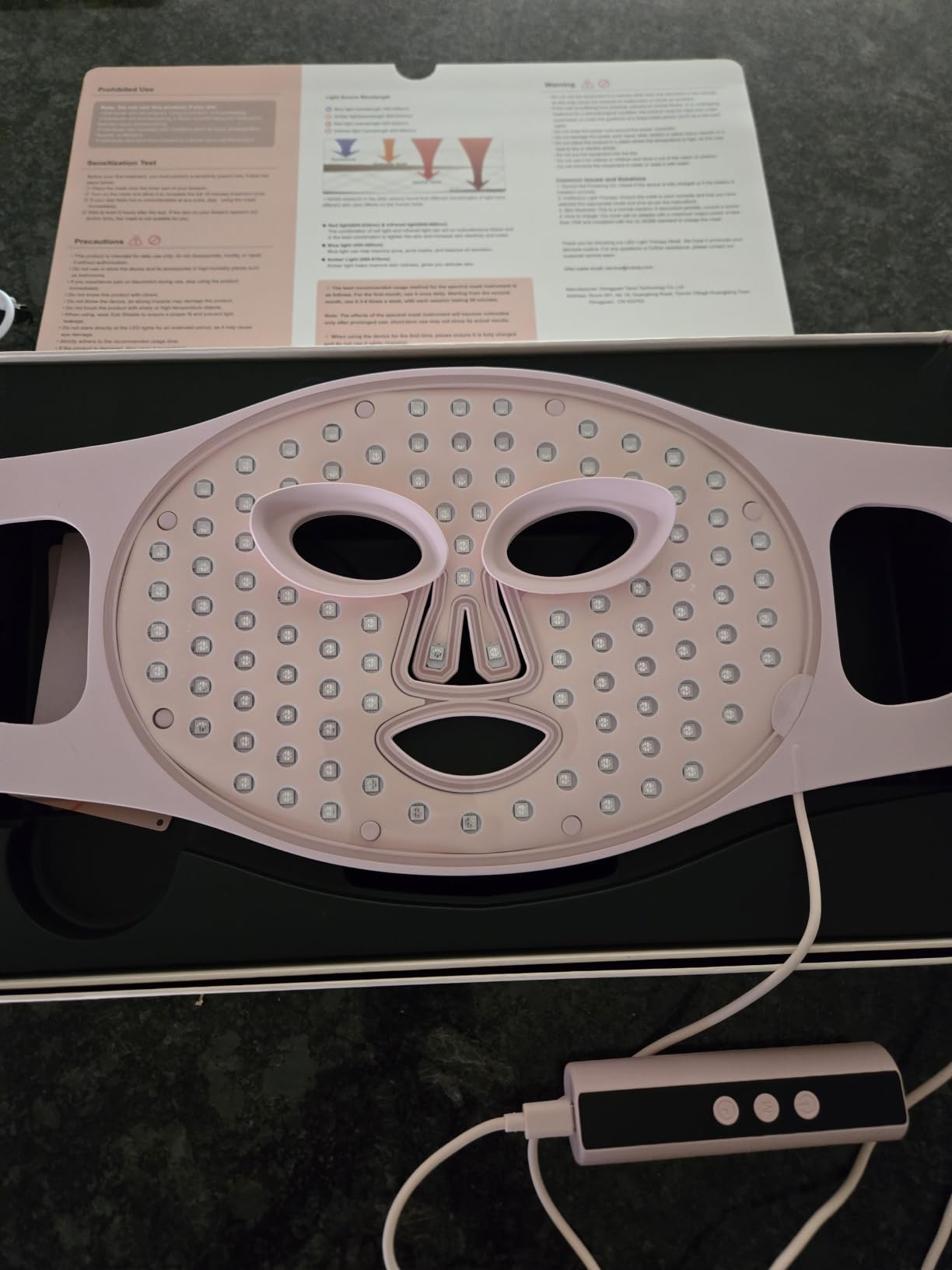 NVBOTY Red Light Therapy Mask, 4 Modes Portable Red Light Therapy for Face, 2000mAh Rechargeable Remote, Blue, Orange, 850NM Infrared & Red Light Mask, 400 LEDs, Timing Function, at Home & Travel customer photo 1
