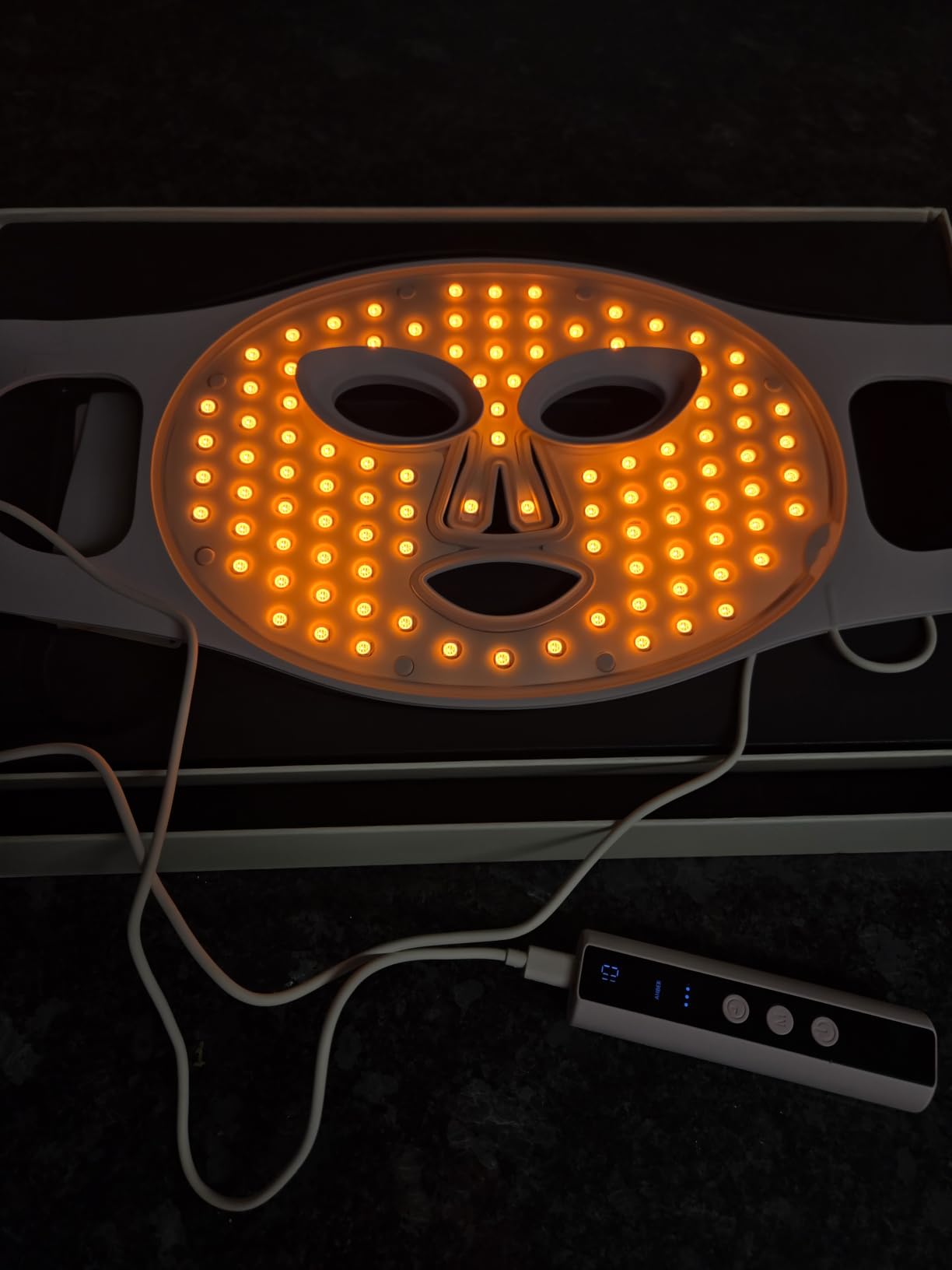 NVBOTY Red Light Therapy Mask, 4 Modes Portable Red Light Therapy for Face, 2000mAh Rechargeable Remote, Blue, Orange, 850NM Infrared & Red Light Mask, 400 LEDs, Timing Function, at Home & Travel customer photo 2