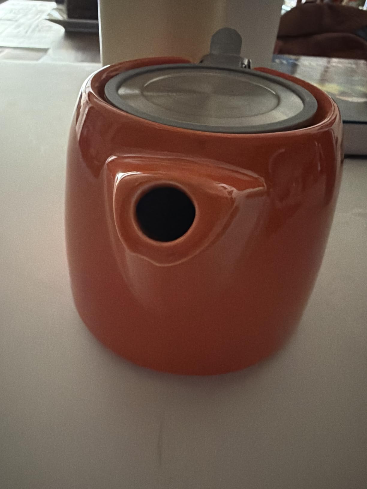 ORNA Ceramic Teapot with Tea Infuser – Small Tea Pot for Loose Leaf Tea – 550ml / 18.6 Oz Porcelain Non-Stove Teapot for 2 Cups with Tea Strainer (Grey) customer photo 1