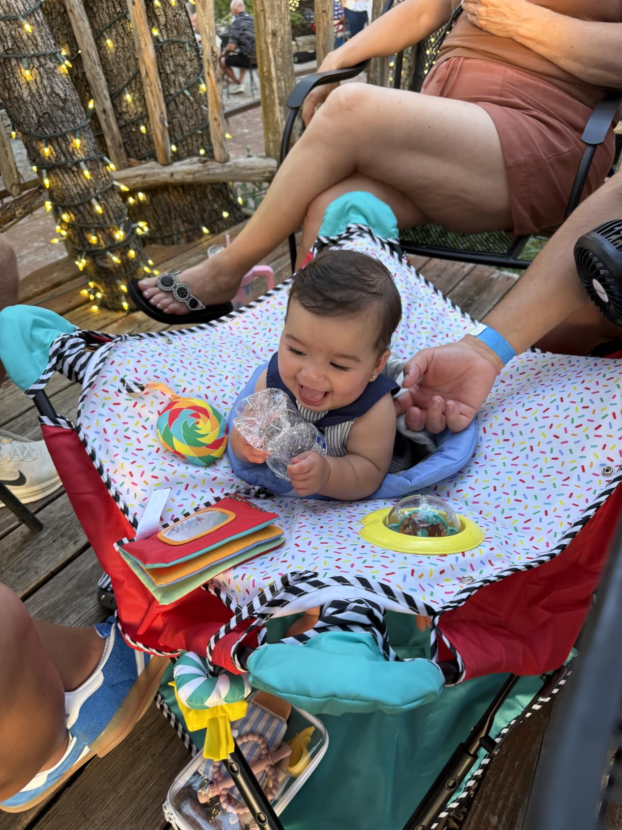 Bright Starts Pop 'N Jump Portable Baby Jumper, Foldable Indoor/Outdoor Baby Jumper with Owl Forest Sensory Activities, Ages 6-12 Months customer photo 2