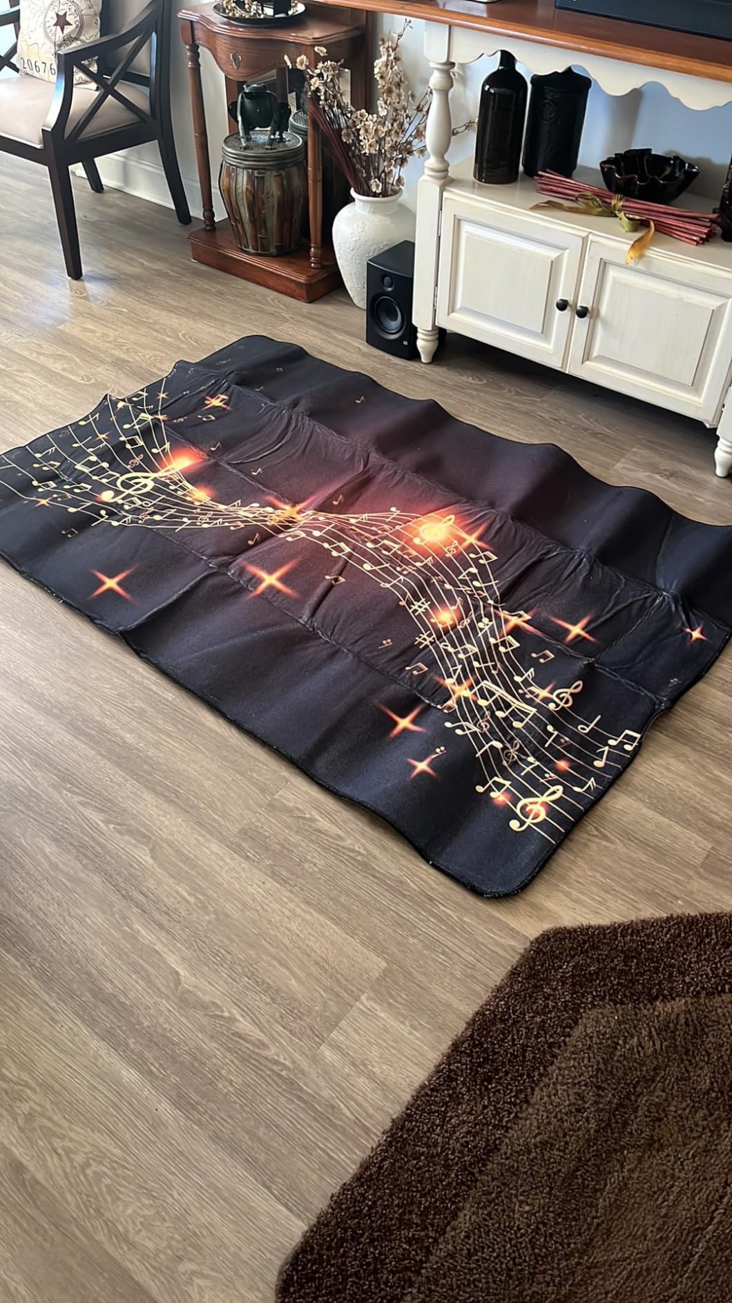 Drum Rug, 4 Ft x 5 Ft Drum Mat Carpet Music Rug with Non-Slip Bottom, Noise Reduction Electrical Pads for Drummers, Black customer photo 1